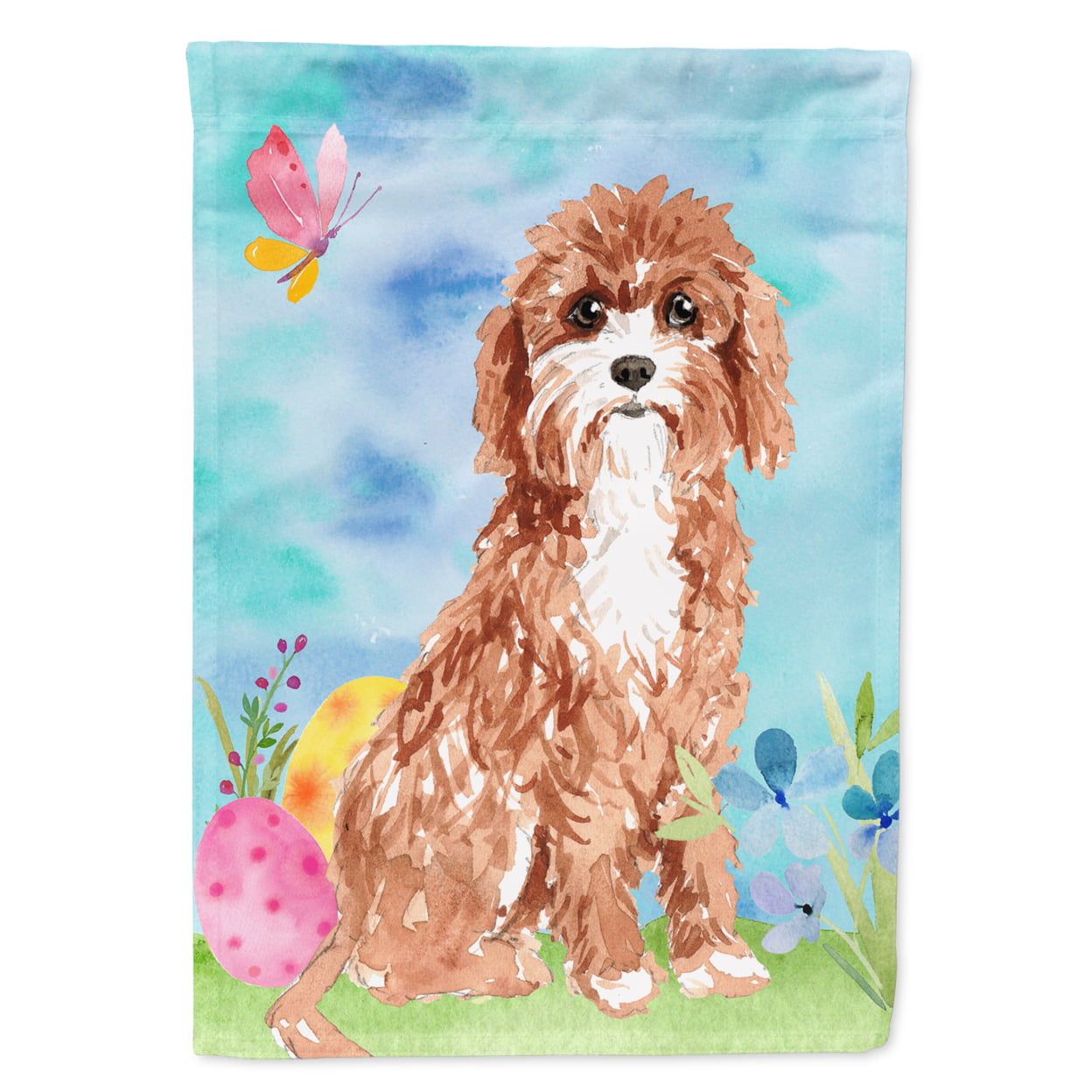 CK1918GF Easter Eggs Cavapoo Garden Size Flag