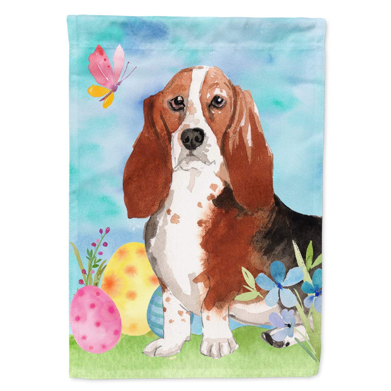 Easter Eggs Basset Hound Garden Size Flag