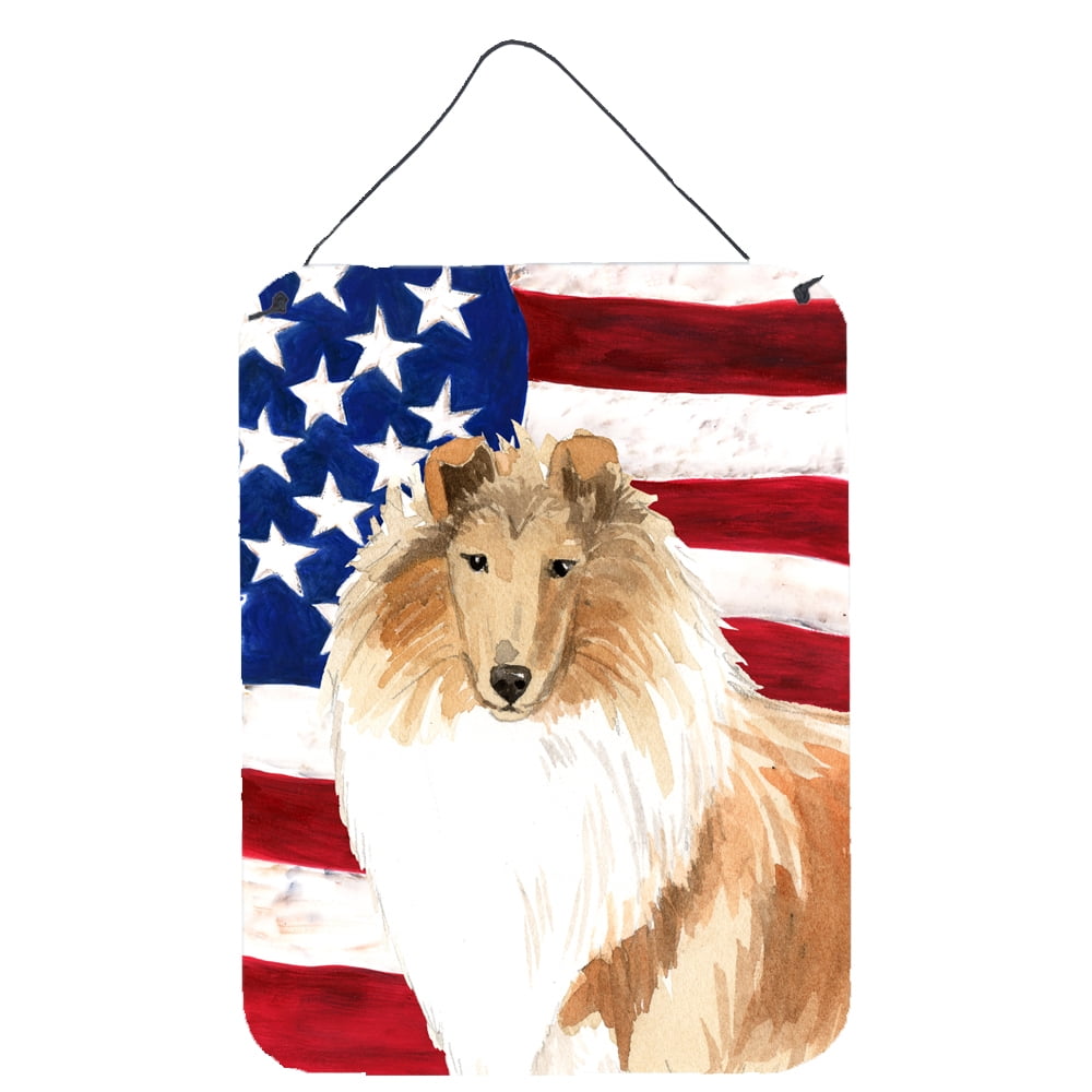 Patriotic USA Rough Collie Wall or Door Hanging Prints