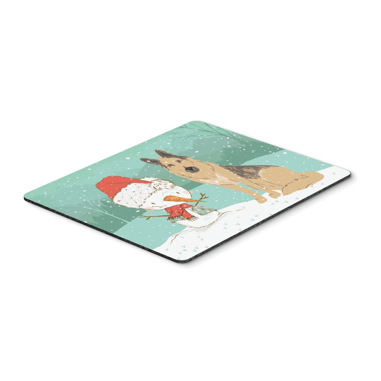 German Shepherd & Snowman Christmas Mouse Pad, Hot Pad or Trivet