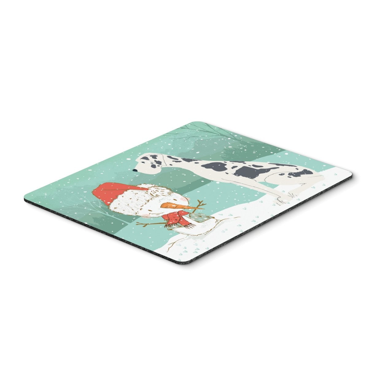 Harlequin Great Dane Snowman Christmas Mouse Pad, Hot Pad or Trivet