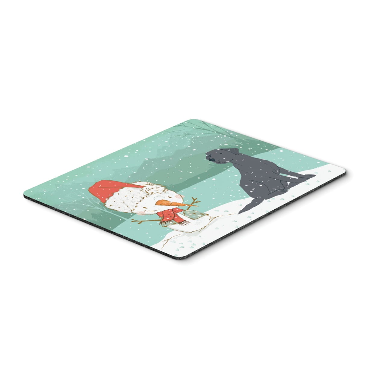 Black Labrador Snowman Christmas Mouse Pad, Hot Pad or Trivet