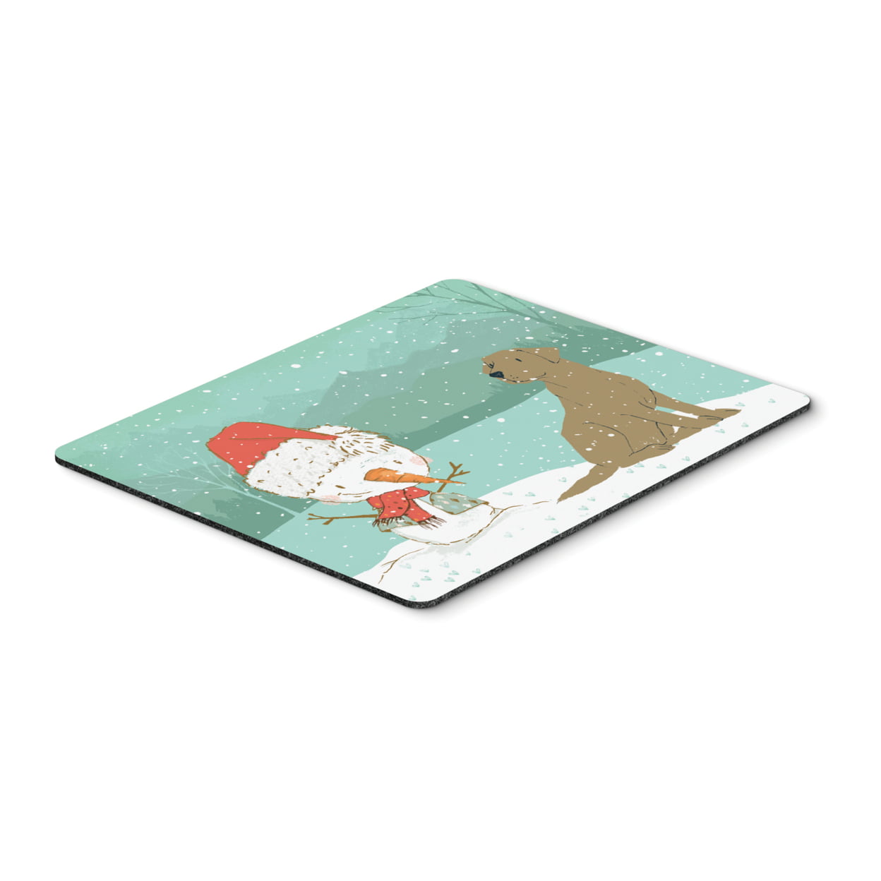 Chocolate Labrador Snowman Christmas Mouse Pad, Hot Pad or Trivet