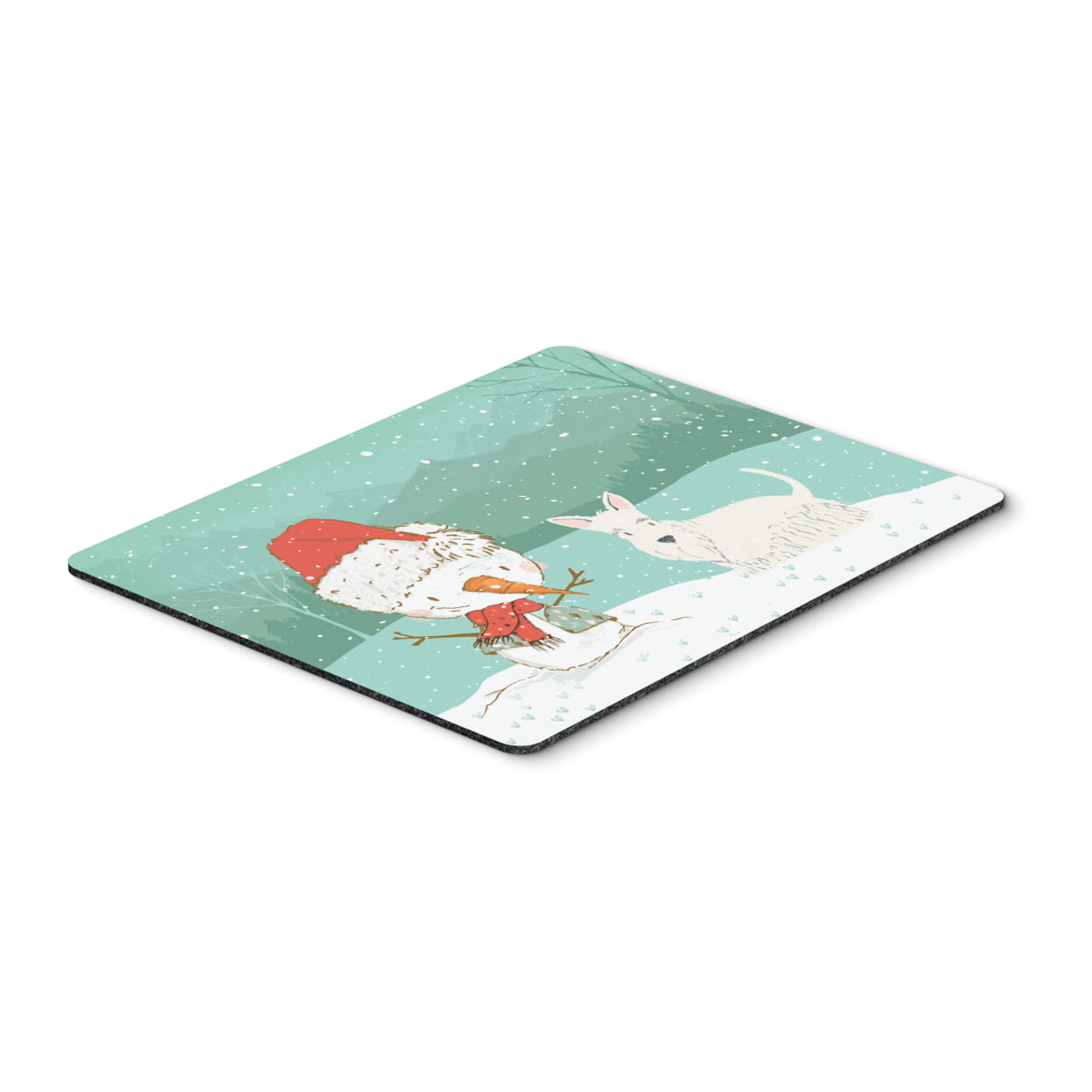 Wheaten Scottish Terrier Snowman Christmas Mouse Pad, Hot Pad or Trivet