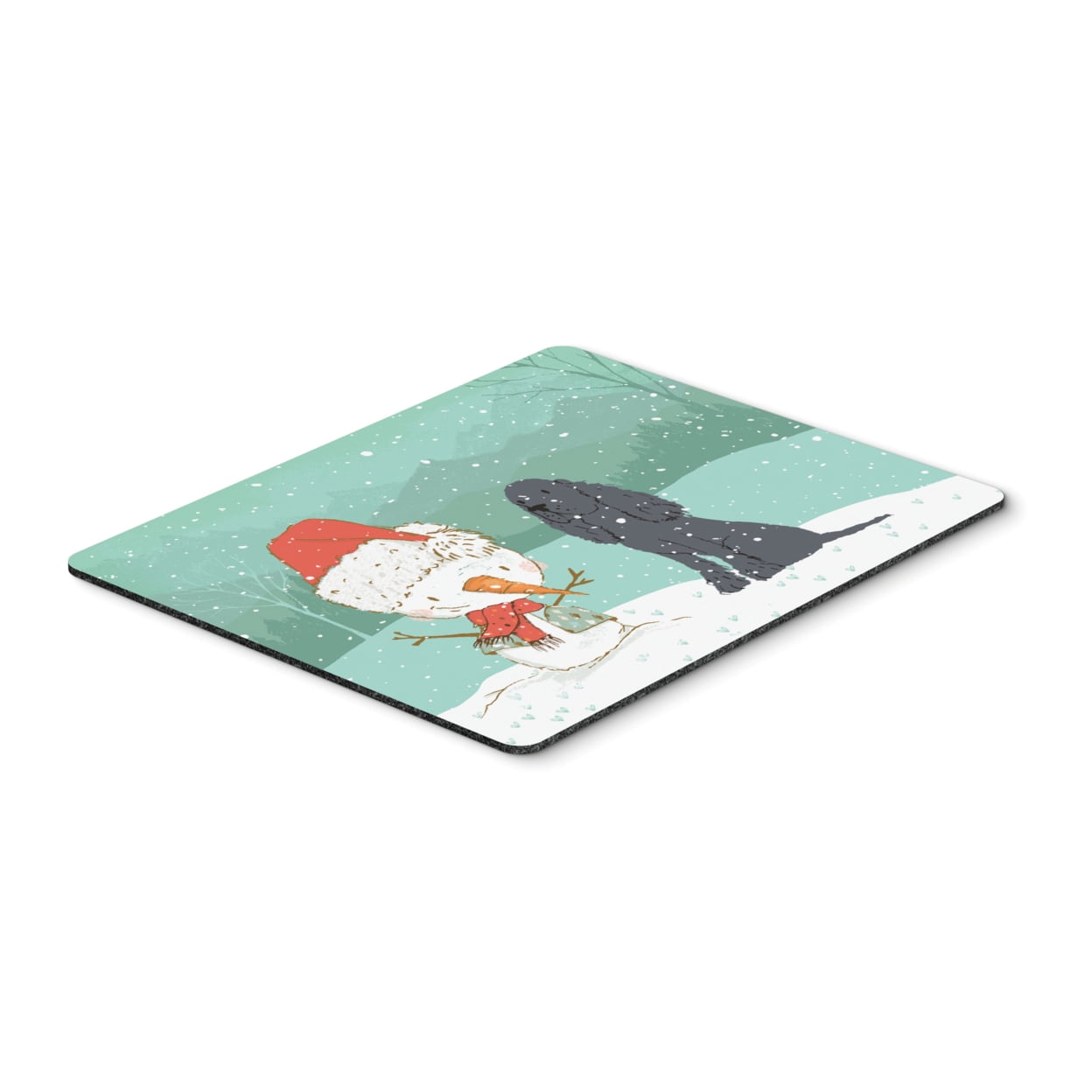 Black Spaniel Snowman Christmas Mouse Pad, Hot Pad or Trivet