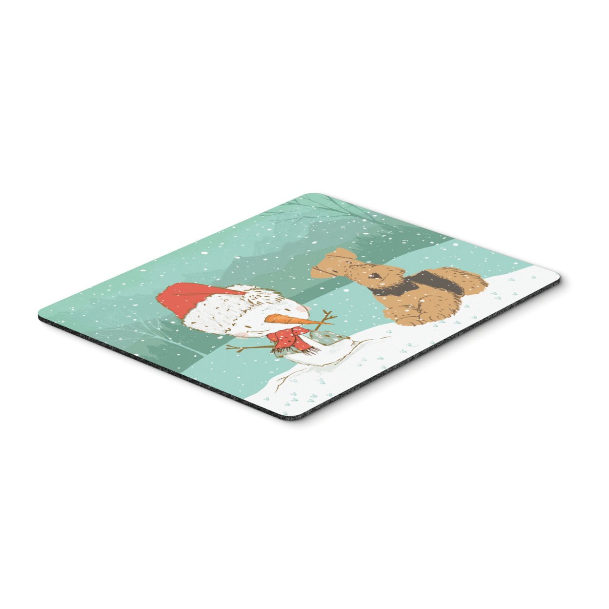 Airedale Terrier Snowman Christmas Mouse Pad, Hot Pad or Trivet