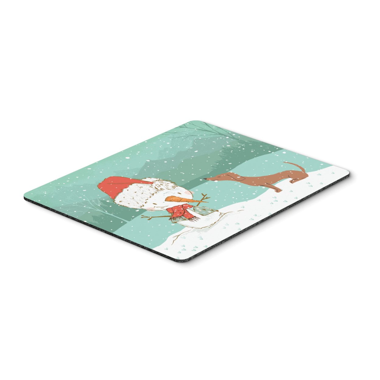 Red Dachshund Snowman Christmas Mouse Pad, Hot Pad or Trivet