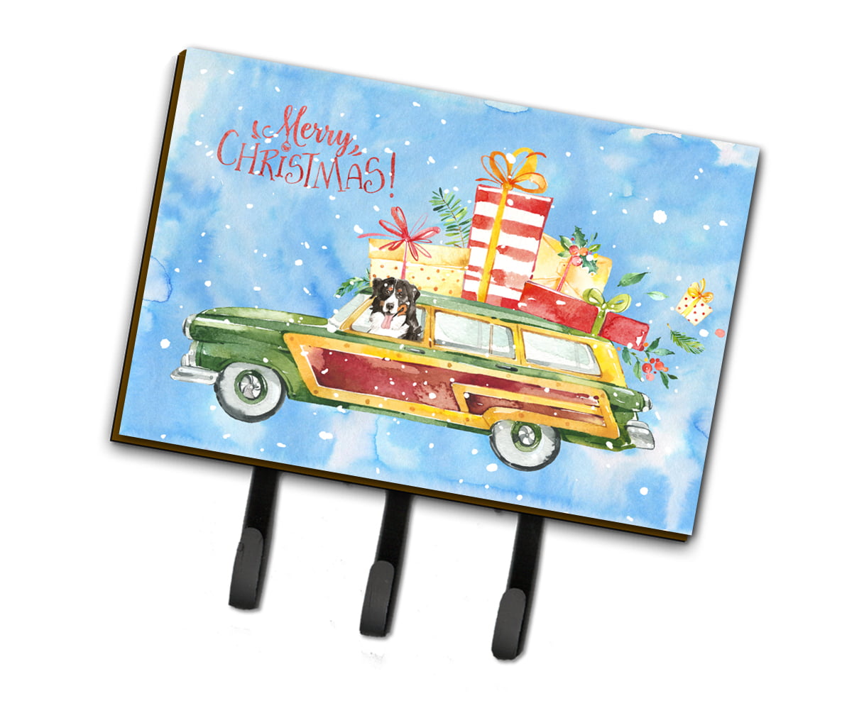 Merry Christmas Bernese Mountain Dog Leash or Key Holder
