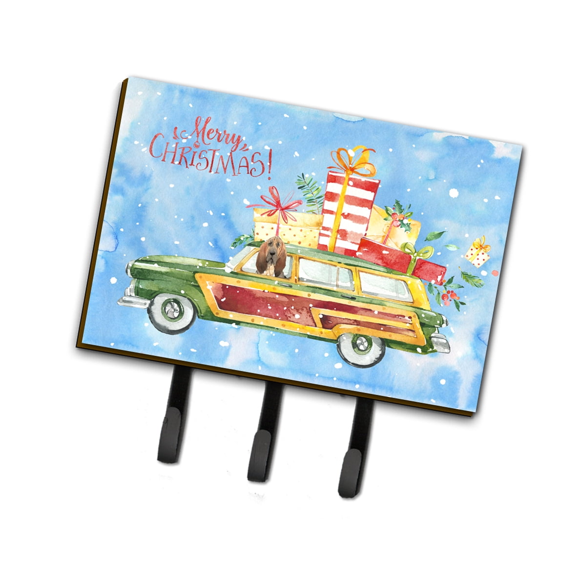 Merry Christmas Bloodhound Leash or Key Holder