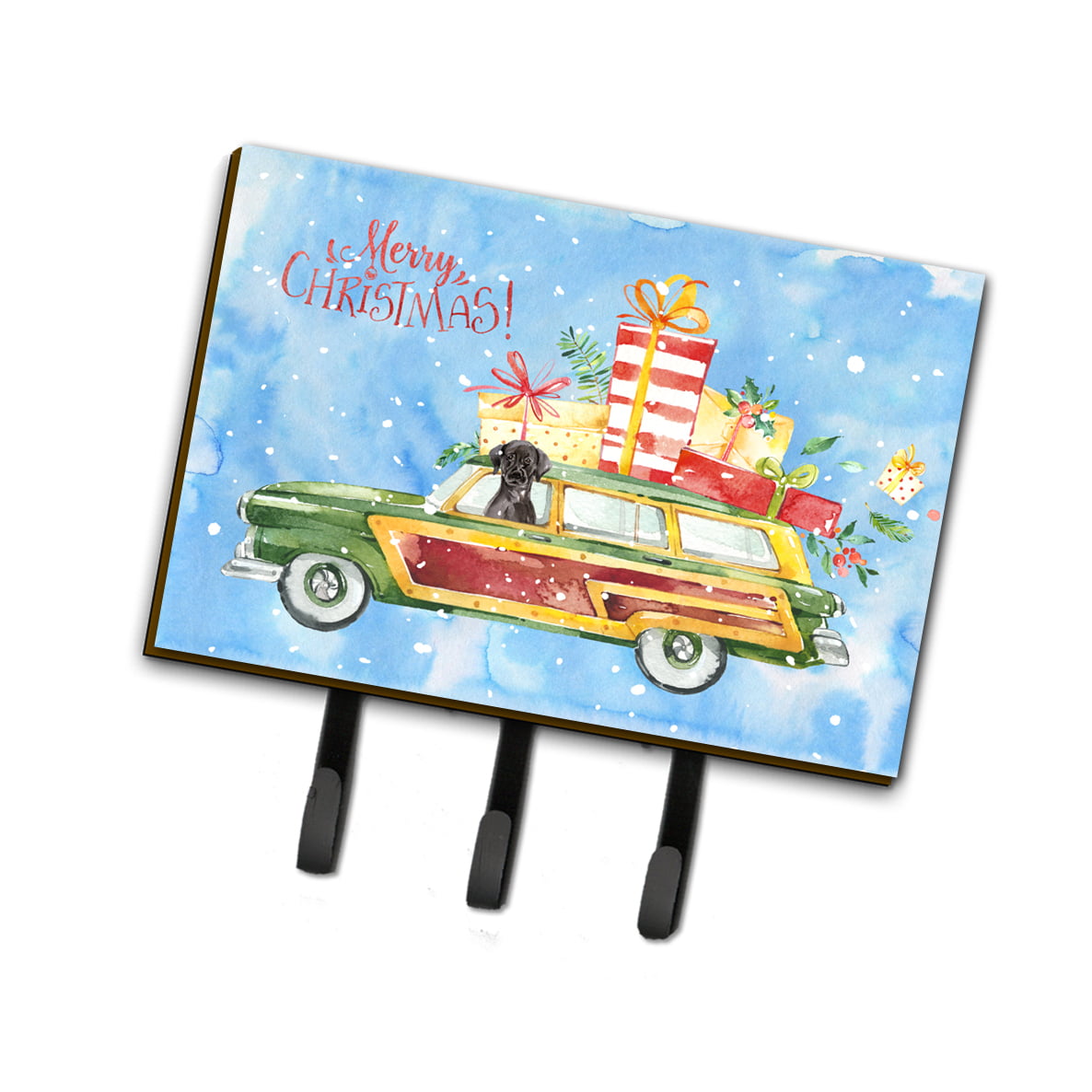 Merry Christmas Black Labrador Retriever Leash or Key Holder