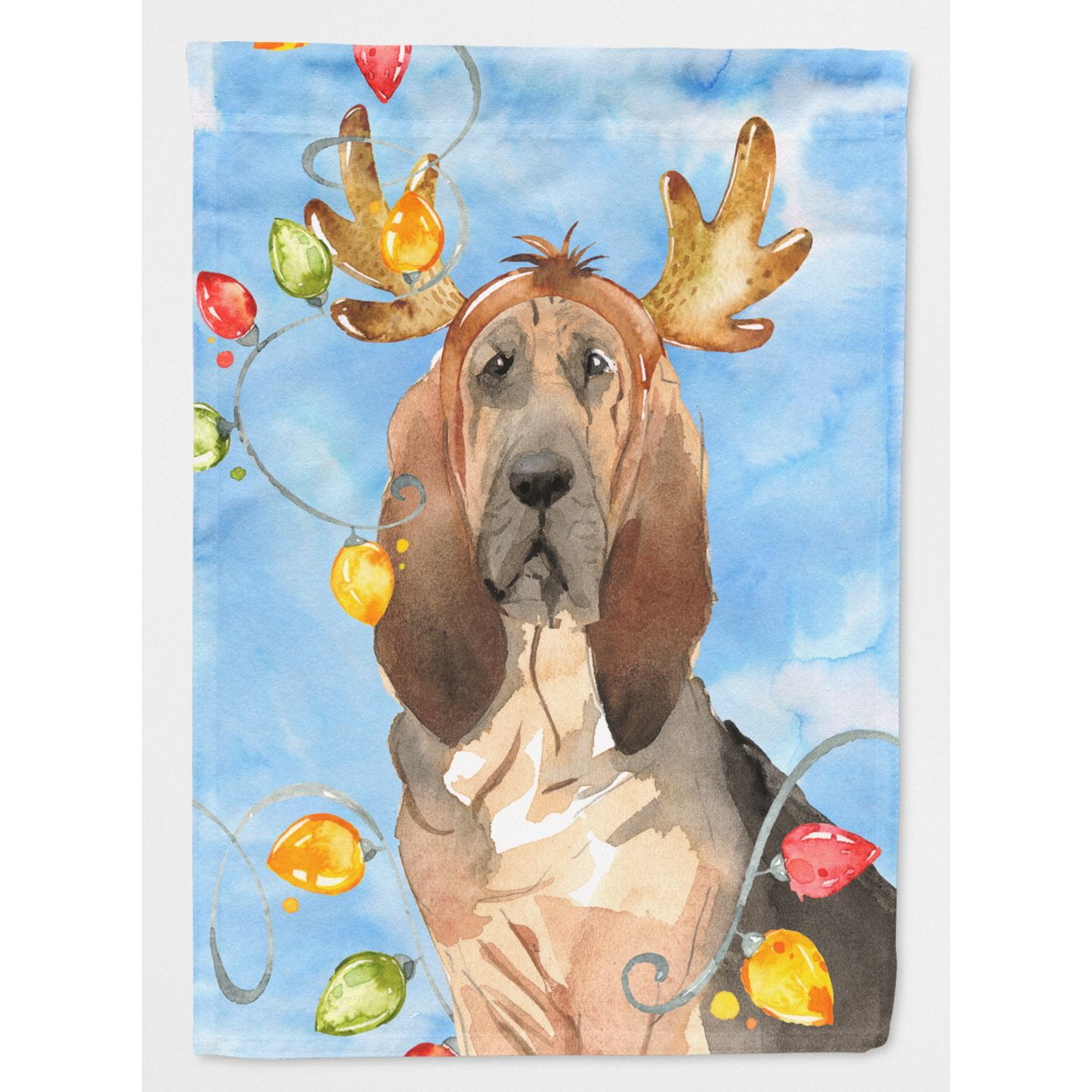 Christmas Lights Bloodhound Flag Canvas House Size
