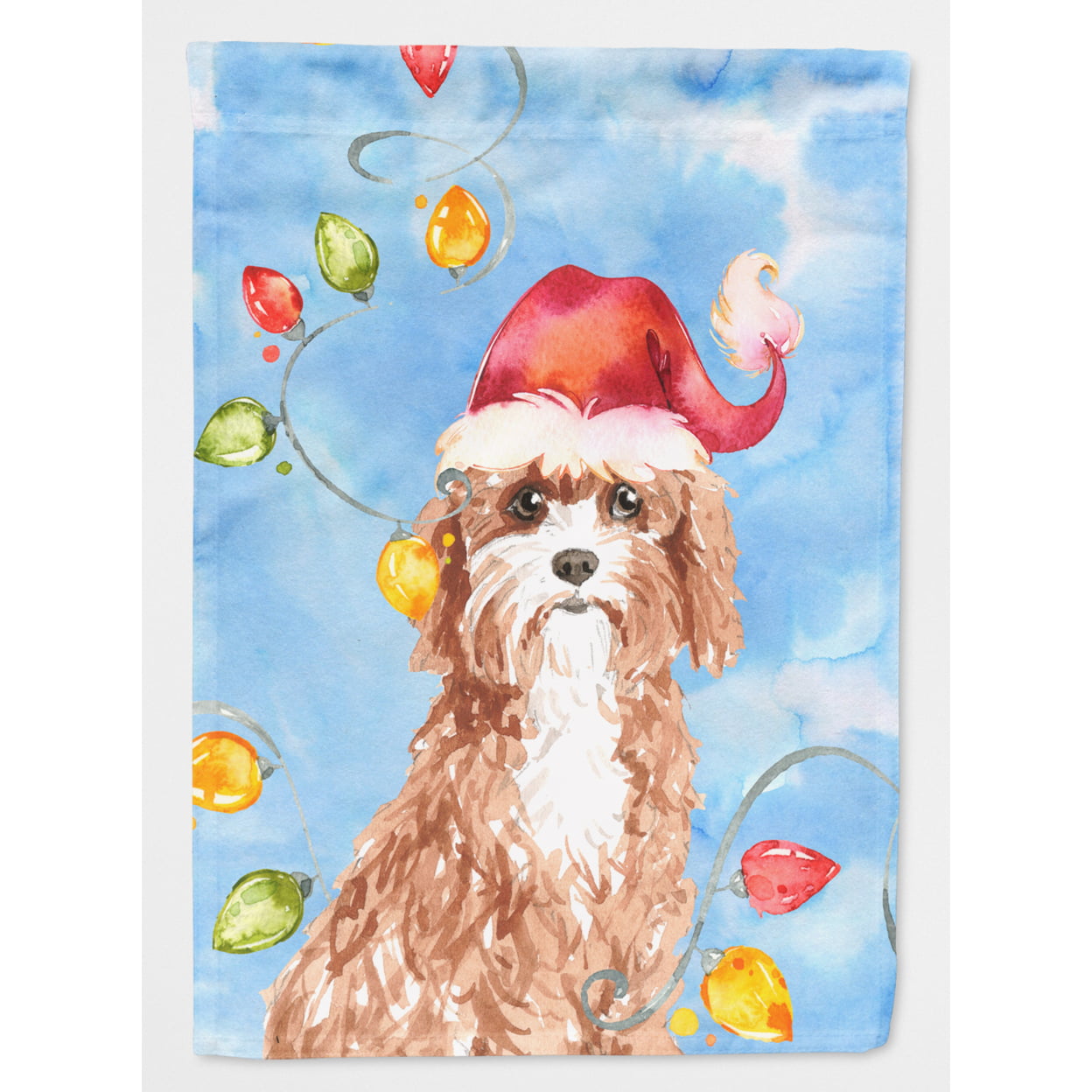 CK2476CHF Christmas Lights Cavapoo Flag Canvas House Size