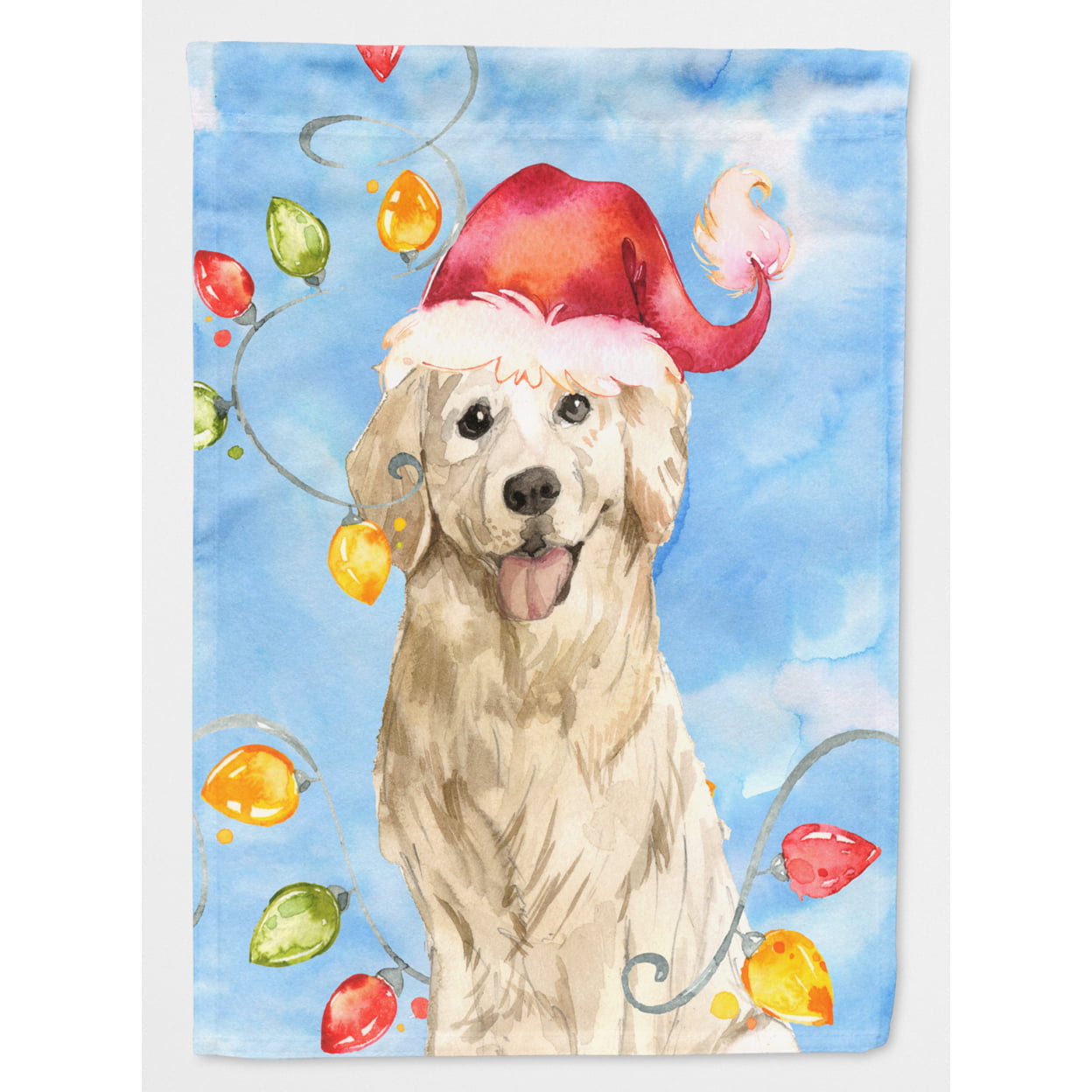 Christmas Lights Golden Retriever Flag Canvas House Size