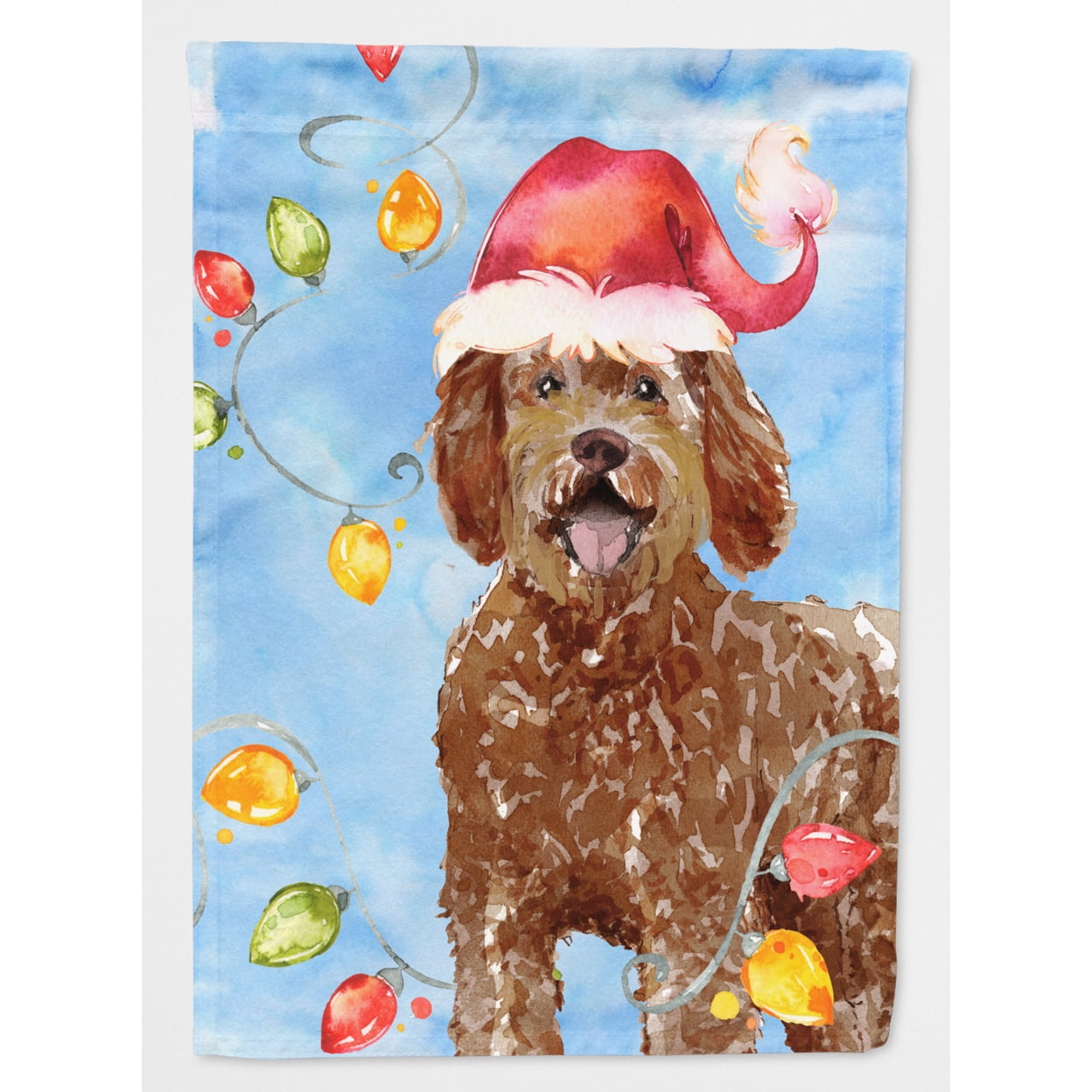 Christmas Lights Labradoodle Flag Canvas House Size