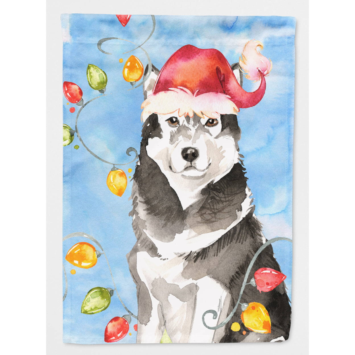 Christmas Lights Alaskan Malamute Flag Canvas House Size