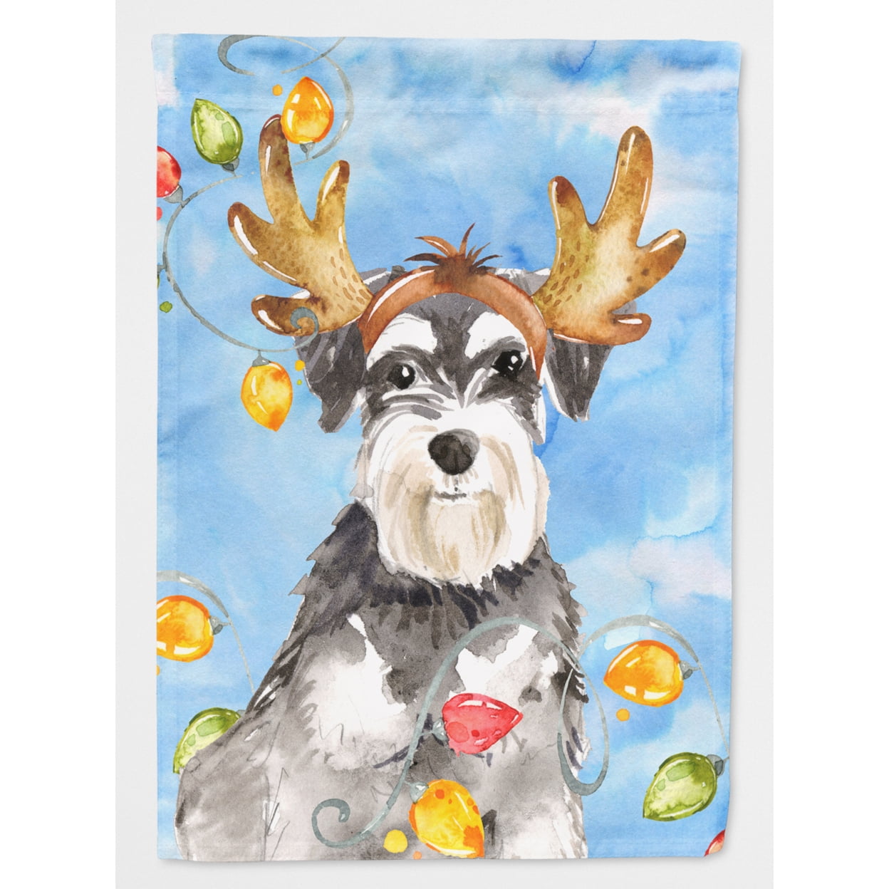 Christmas Lights Schnauzer Flag Canvas House Size