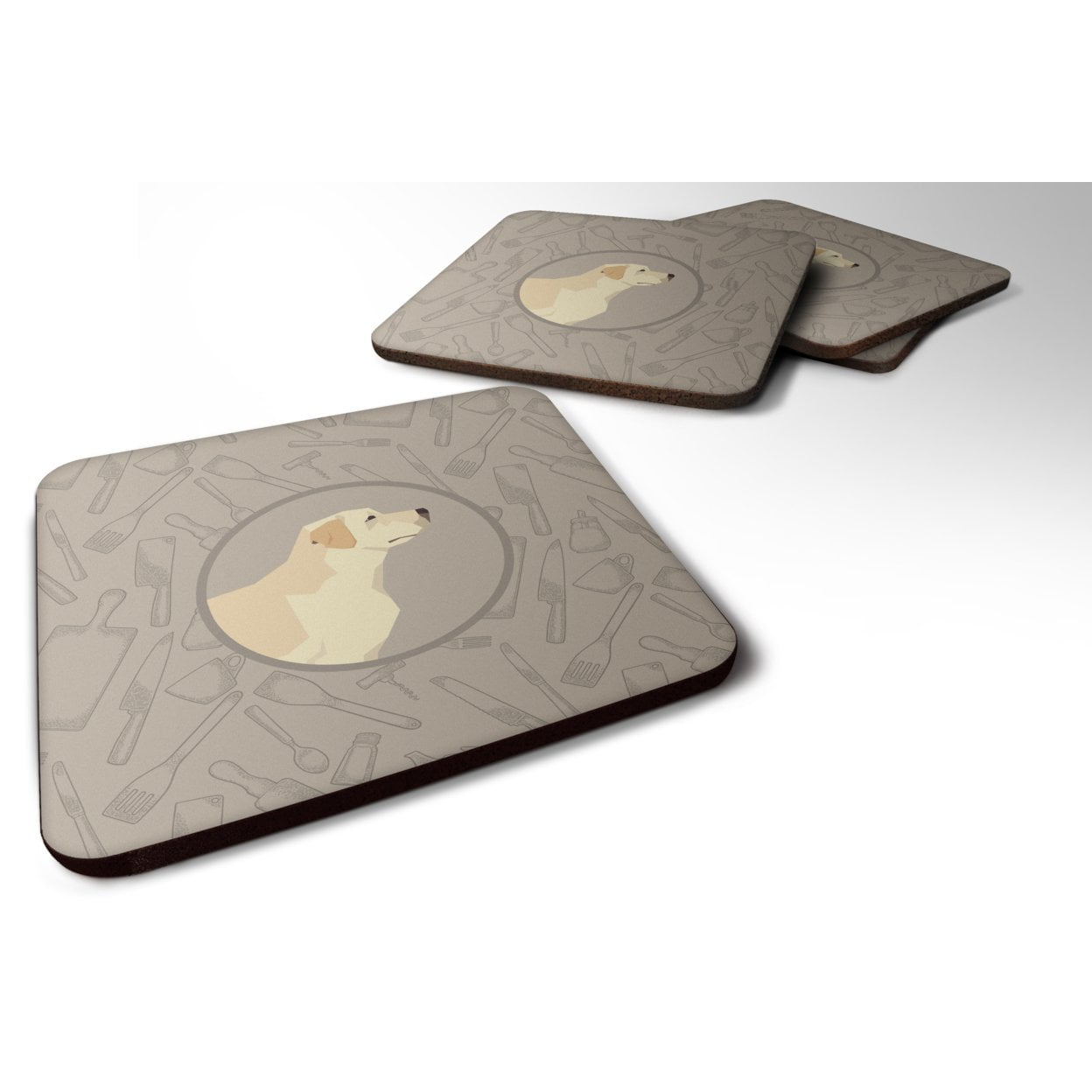 Picture of Carolines Treasures CK2196FC Labrador Retriever in the Kitchen Foam Coasters - Set of 4