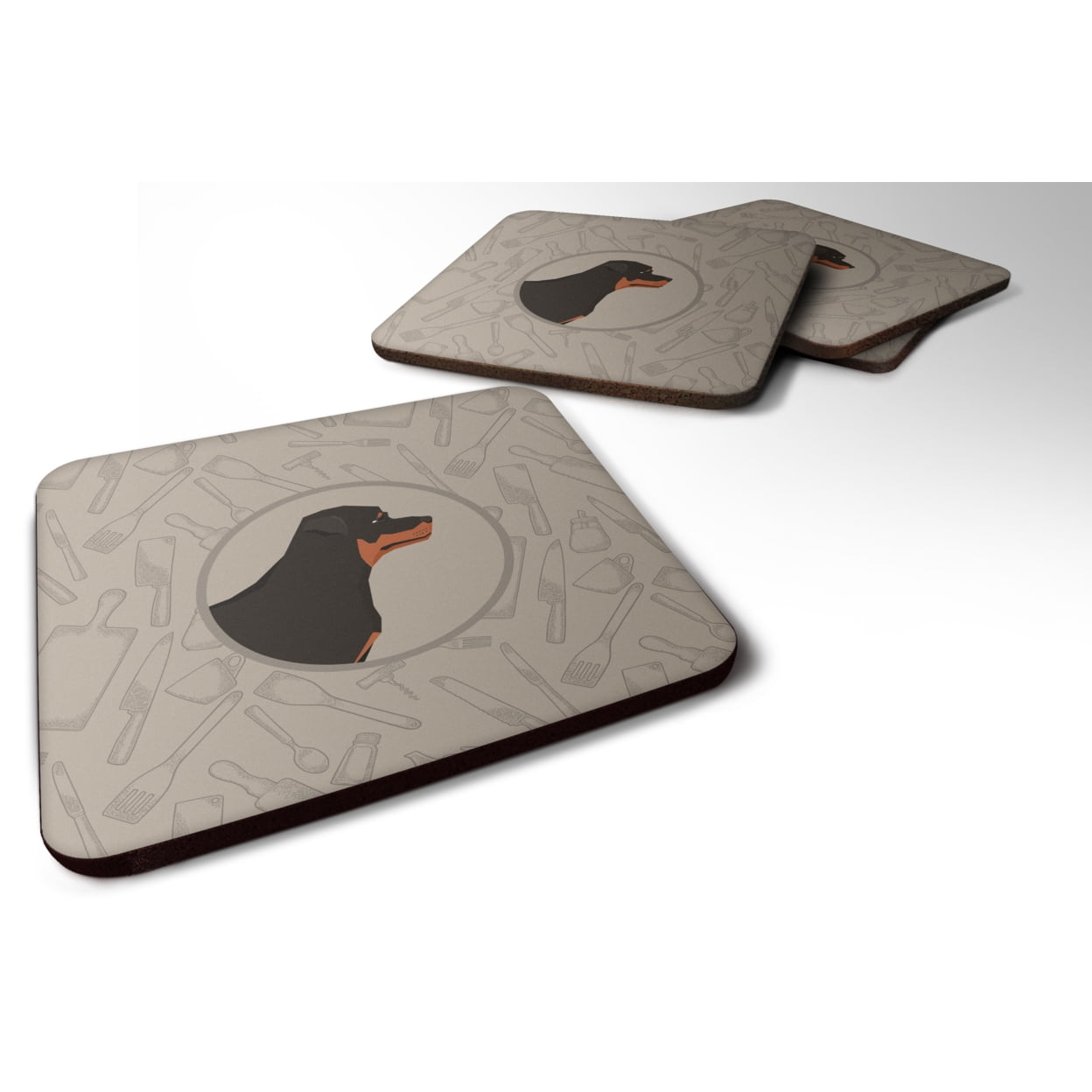 Picture of Carolines Treasures CK2205FC Rottweiler in the Kitchen Foam Coasters - Set of 4