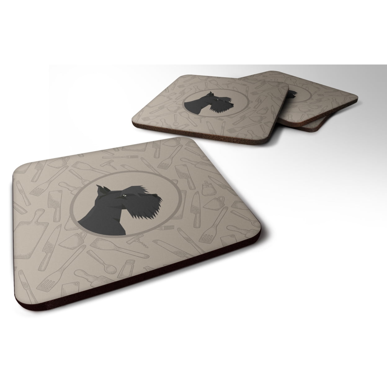 Picture of Carolines Treasures CK2207FC Scottish Terrier in the Kitchen Foam Coasters - Set of 4