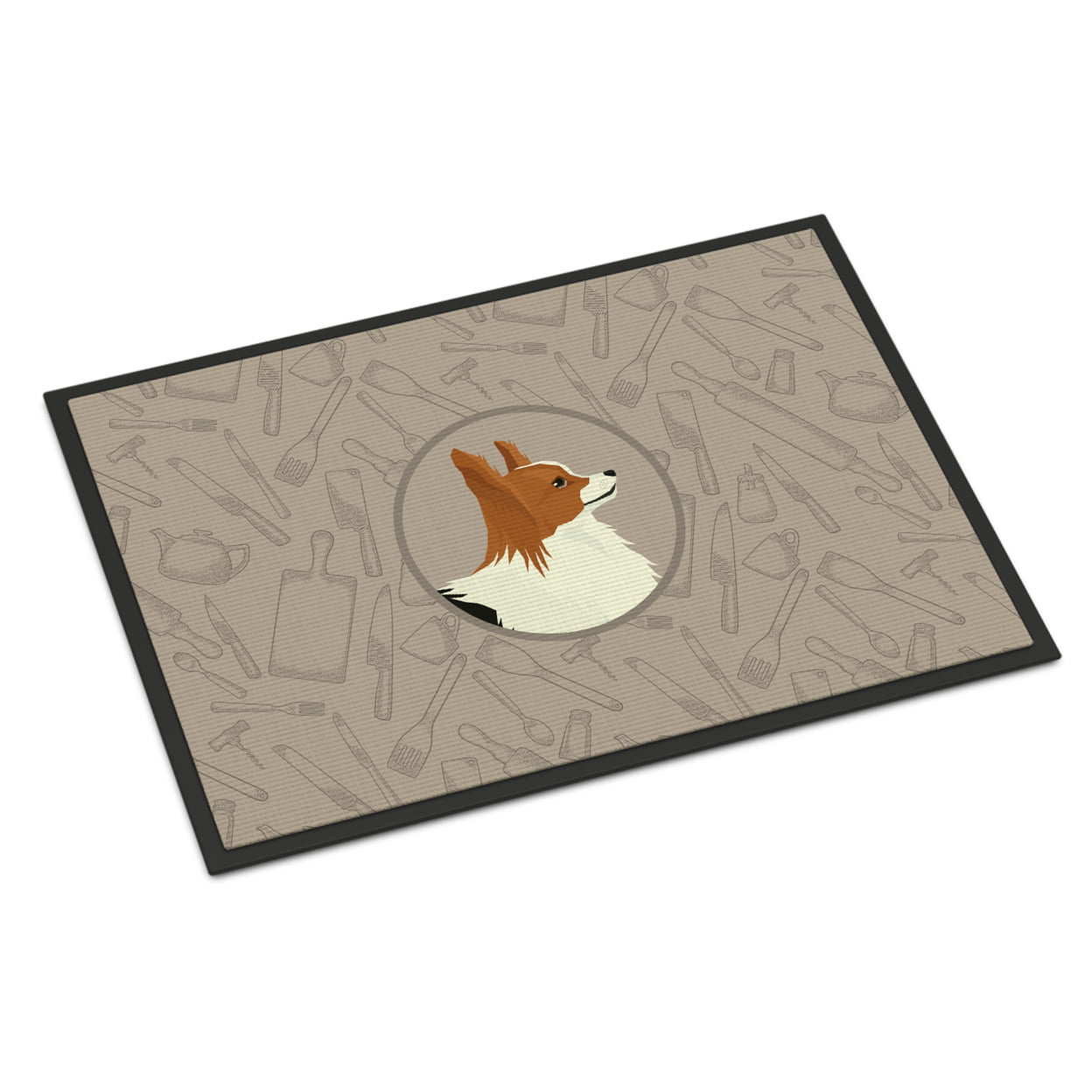 24 x 36 in. Papillon in the Kitchen Indoor or Outdoor Mat