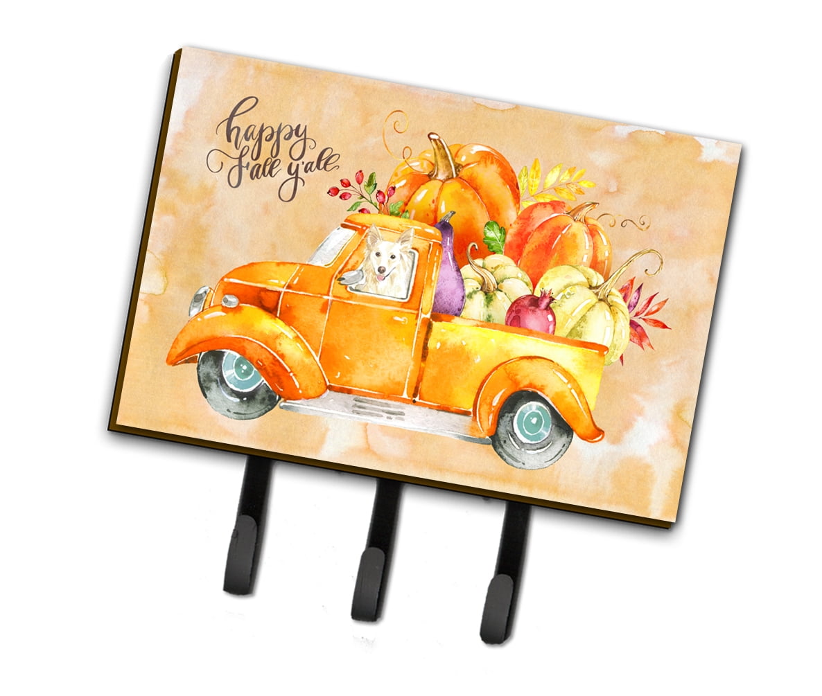 CK2641TH68 Fall Harvest White Collie Leash or Key Holder