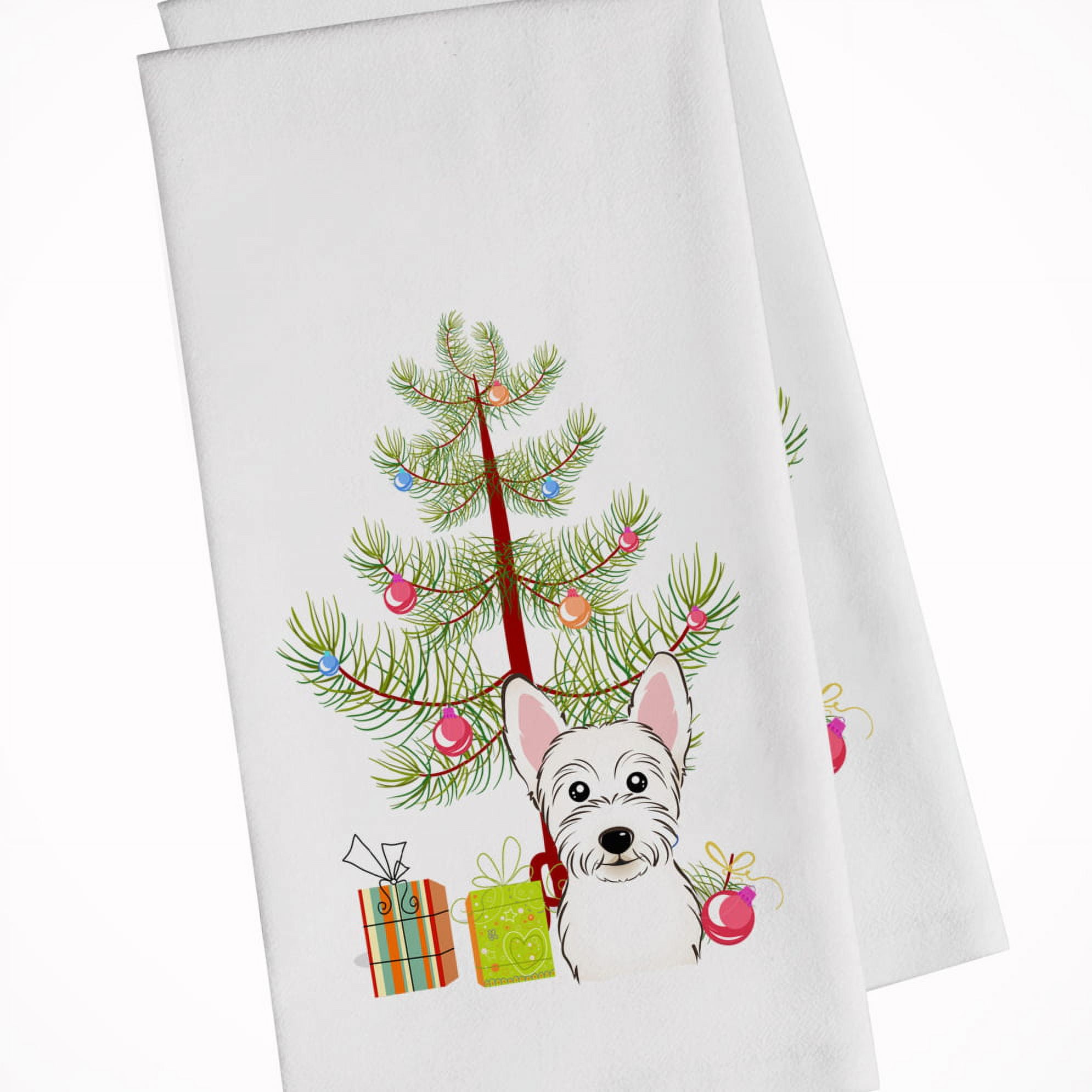 Picture of Carolines Treasures BB1598WTKT Christmas Tree & Westie White Kitchen Towel - Set of 2