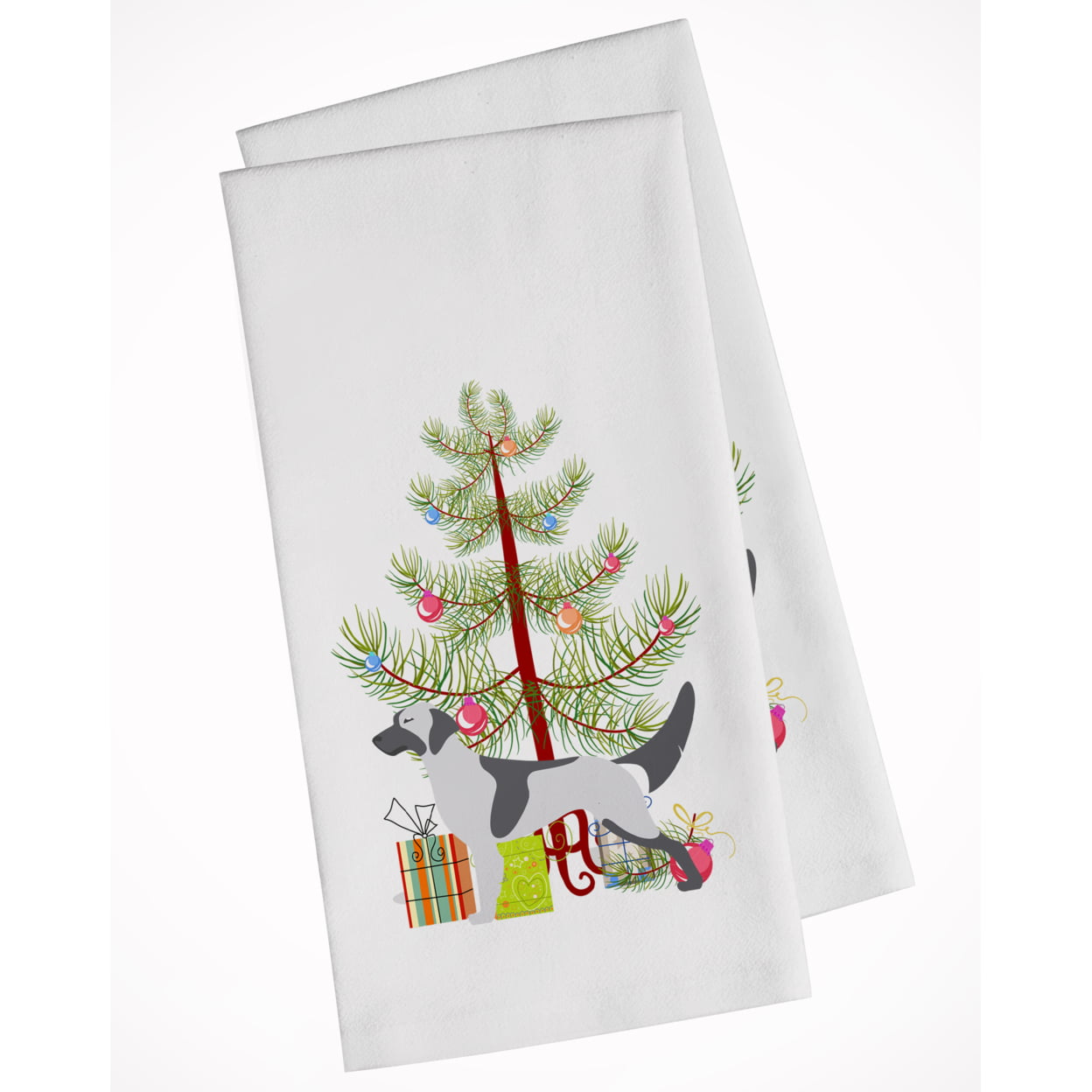 Picture of Carolines Treasures BB2899WTKT English Setter Merry Christmas Tree White Kitchen Towel - Set of 2