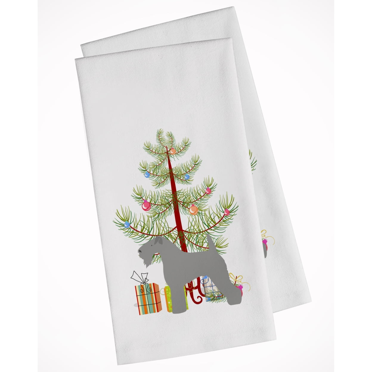 Picture of Carolines Treasures BB2910WTKT Kerry Blue Terrier Merry Christmas Tree White Kitchen Towel - Set of 2
