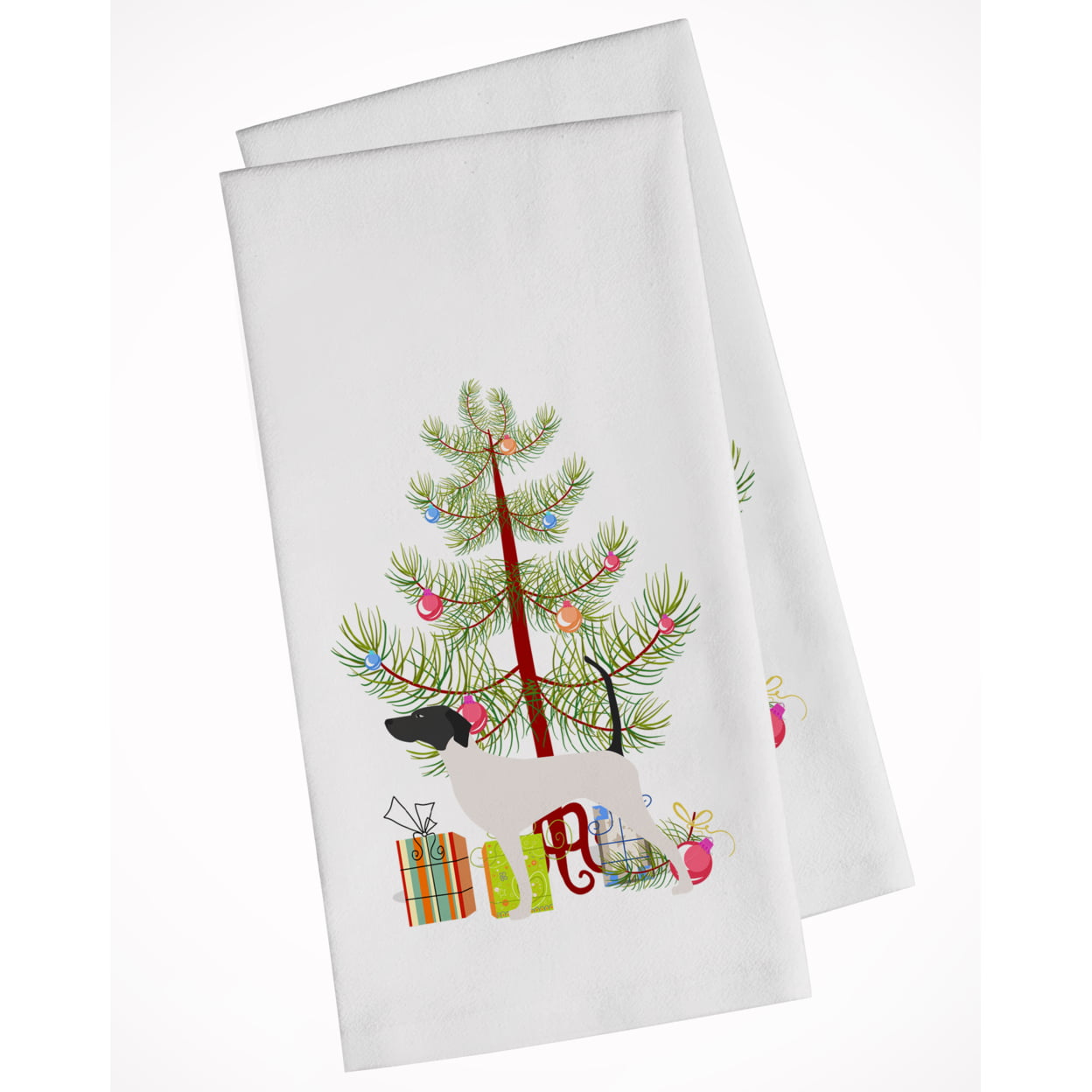 Picture of Carolines Treasures BB2913WTKT English Pointer Merry Christmas Tree White Kitchen Towel - Set of 2