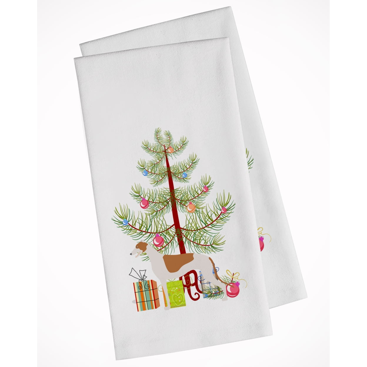 Picture of Carolines Treasures BB2923WTKT Greyhound Merry Christmas Tree White Kitchen Towel - Set of 2