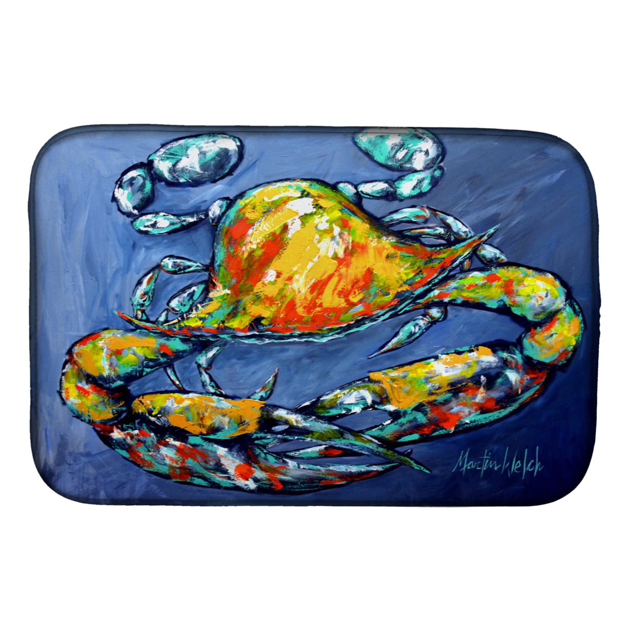 Picture of Carolines Treasures MW1269DDM Blue Gray Kinda Day Crab Dish Drying Mat