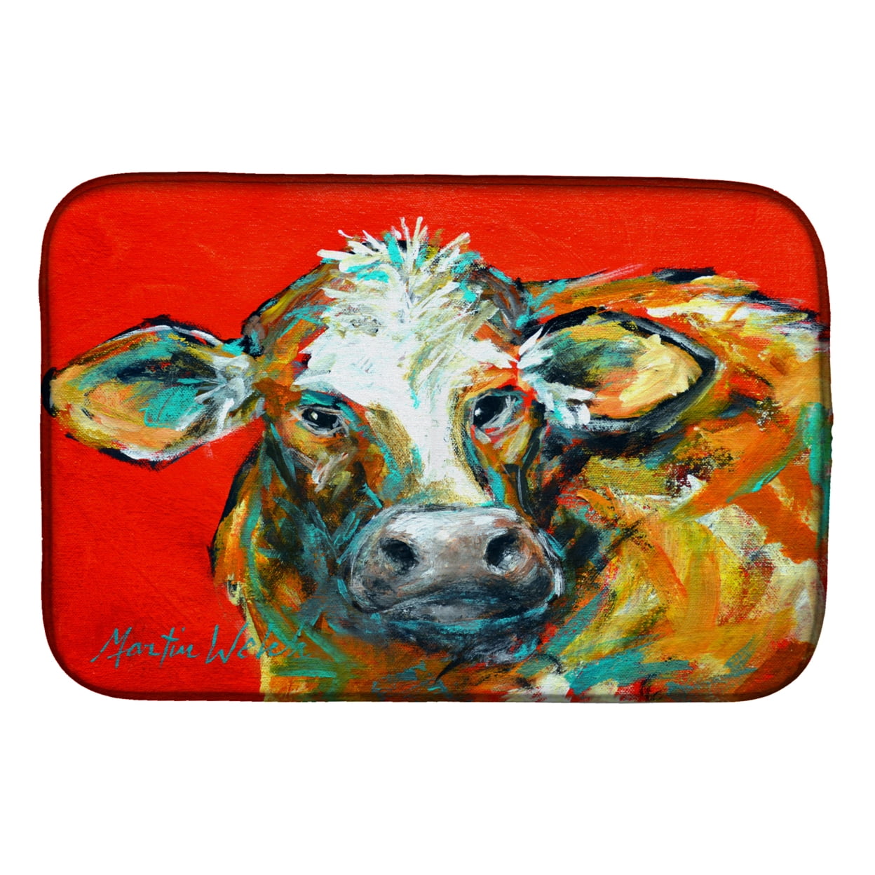 Picture of Carolines Treasures MW1272DDM Caught Red Handed Cow Dish Drying Mat
