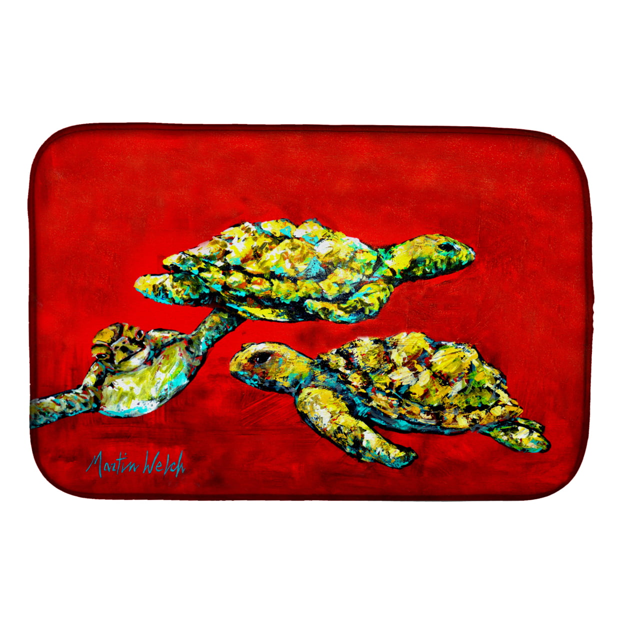 Picture of Carolines Treasures MW1274DDM Drifting Home Turtles Dish Drying Mat