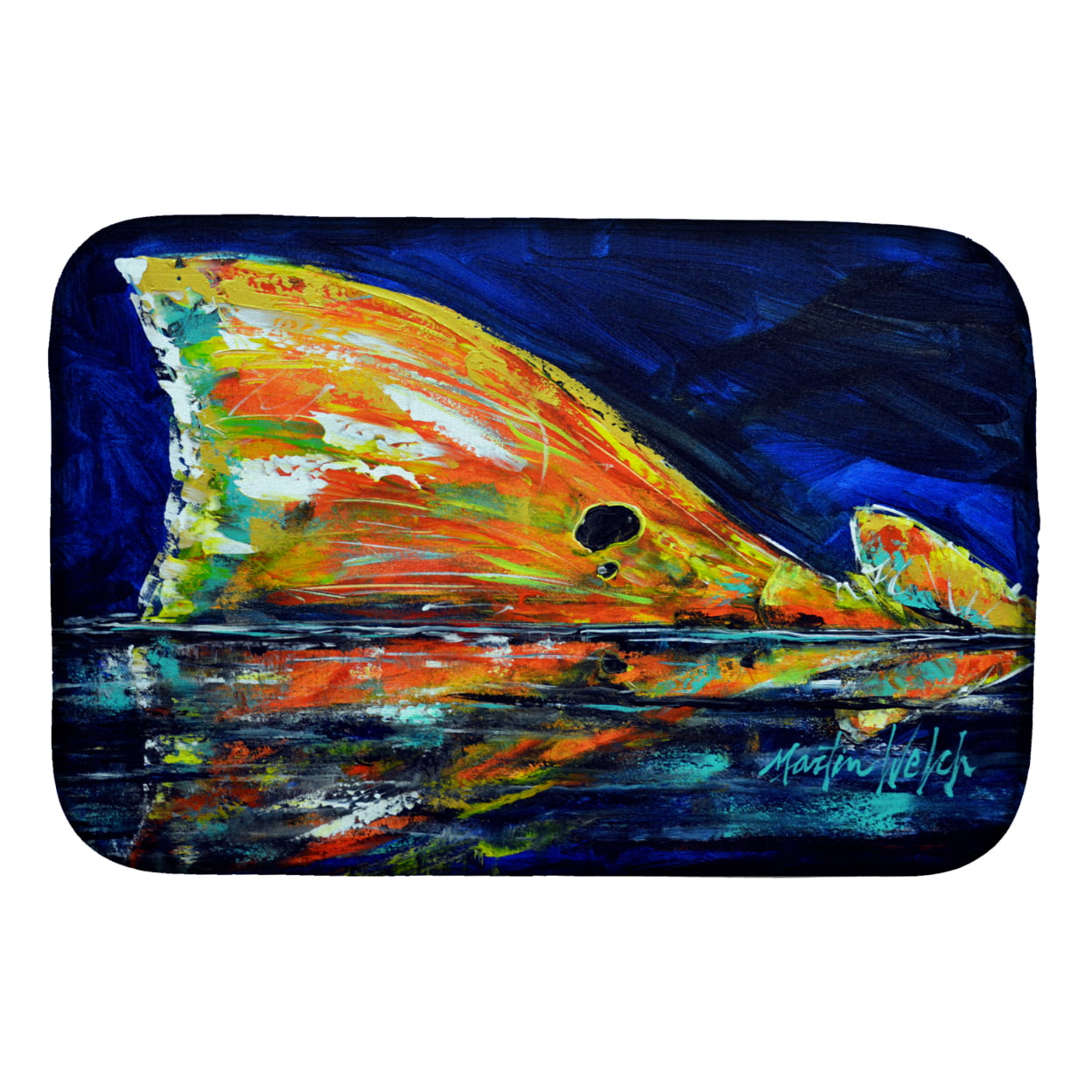 Picture of Carolines Treasures MW1276DDM Flipper Red Fish Dish Drying Mat
