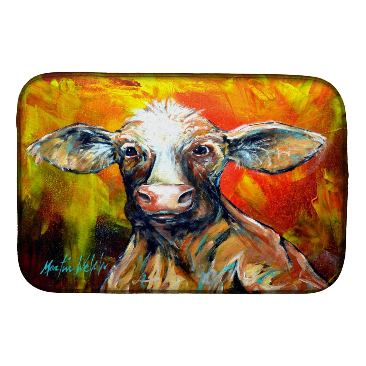 Picture of Carolines Treasures MW1277DDM Happy Cow Dish Drying Mat