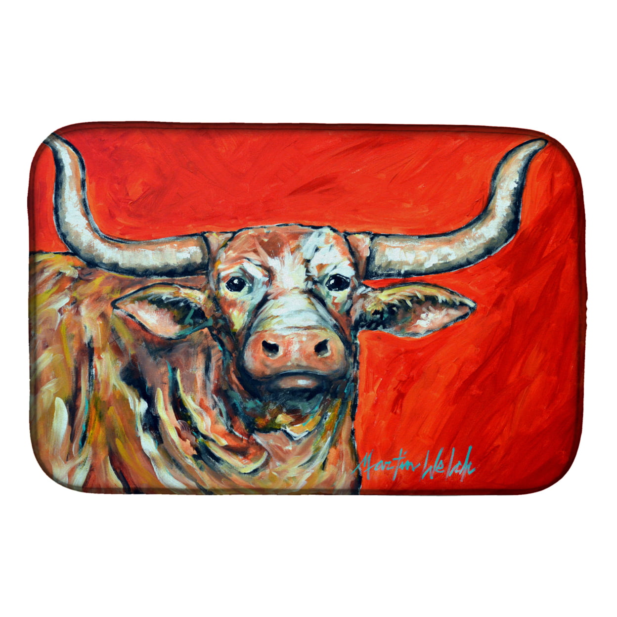 Picture of Carolines Treasures MW1281DDM See Red Longhorn Cow Dish Drying Mat