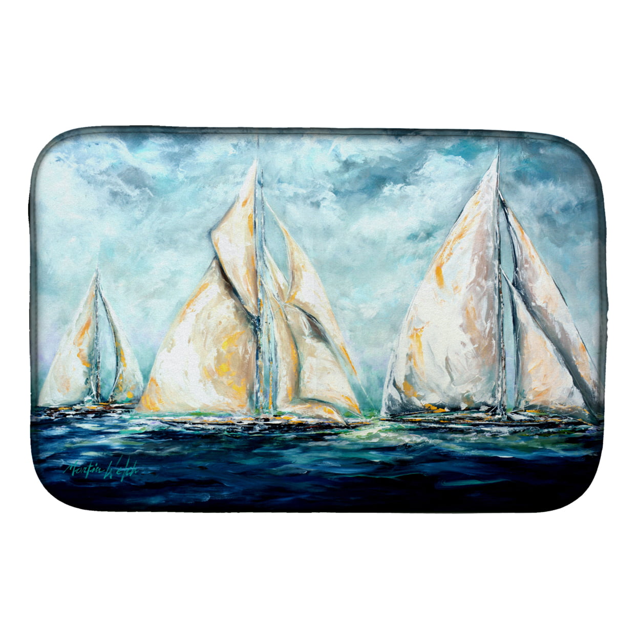 Picture of Carolines Treasures MW1283DDM The Last Mile Sail Boats Dish Drying Mat