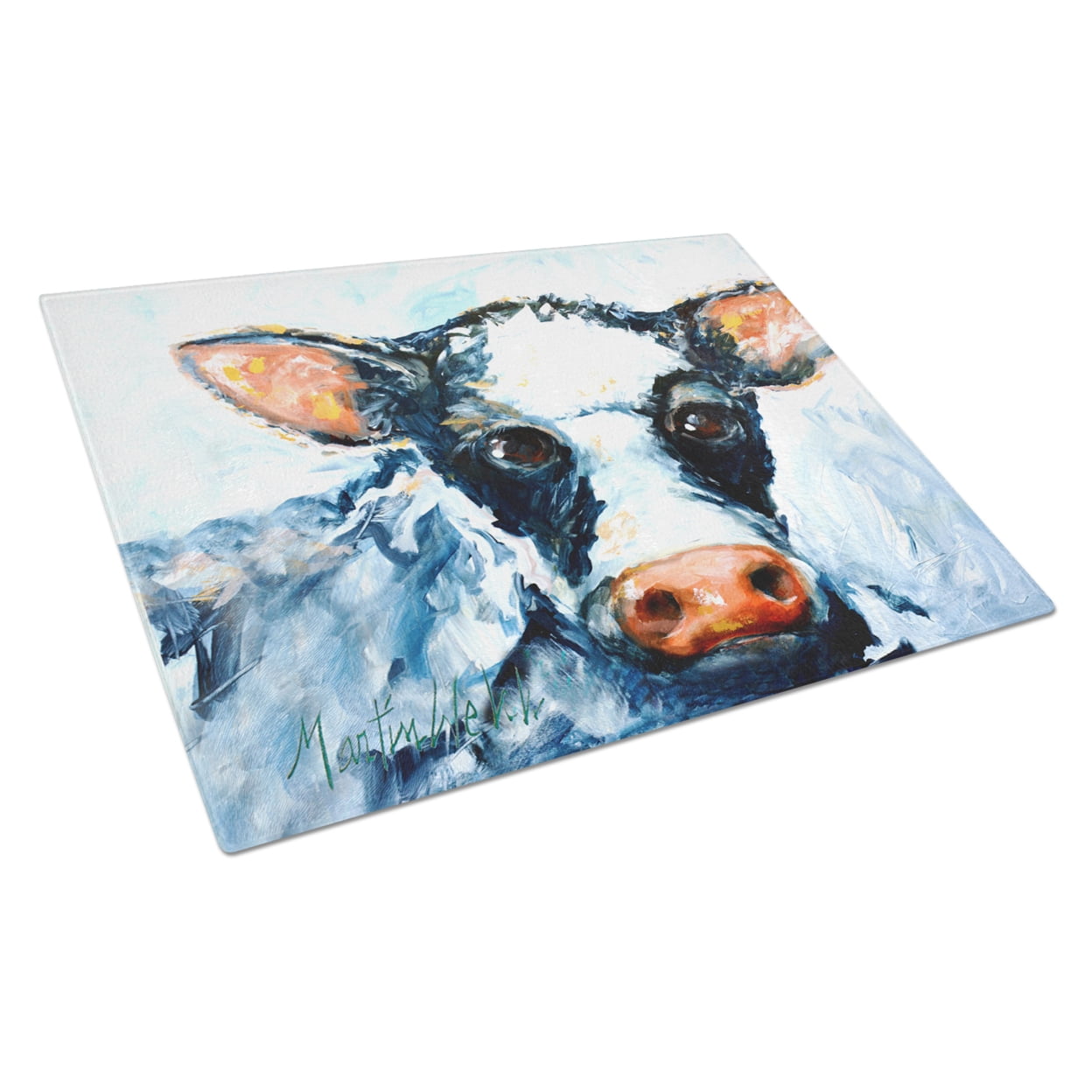 Cow Lick Black & White Cow Glass Cutting Board - Large