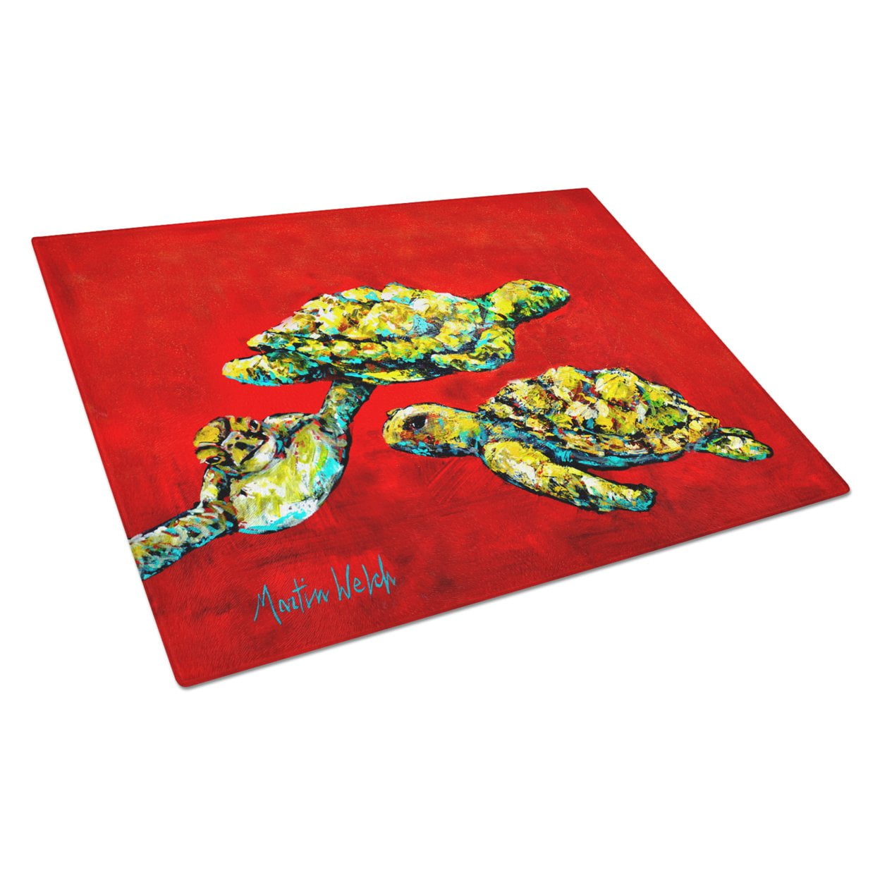 Drifting Home Turtles Glass Cutting Board - Large