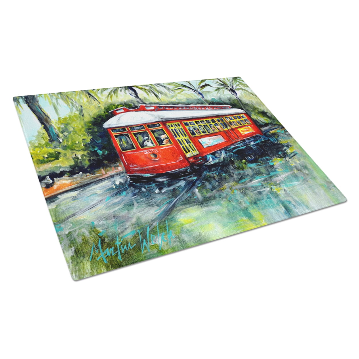 Little Red Street Car Glass Cutting Board - Large