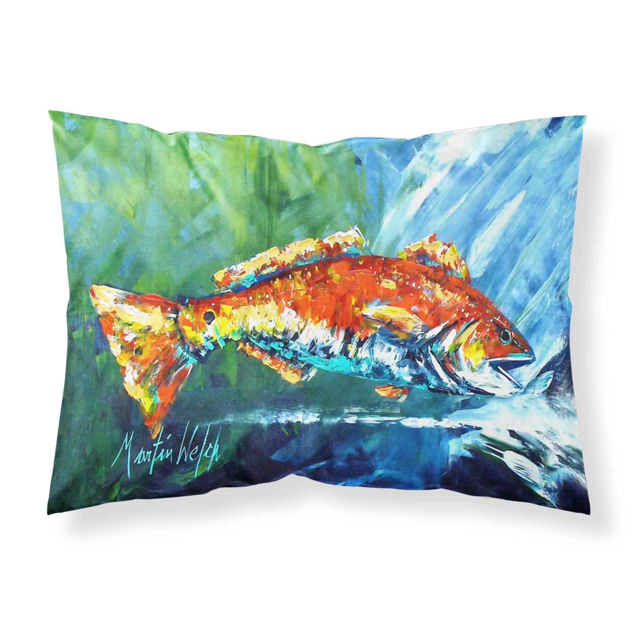 MW1270PILLOWCASE Break Through Red Fish Fabric Standard Pillowcase