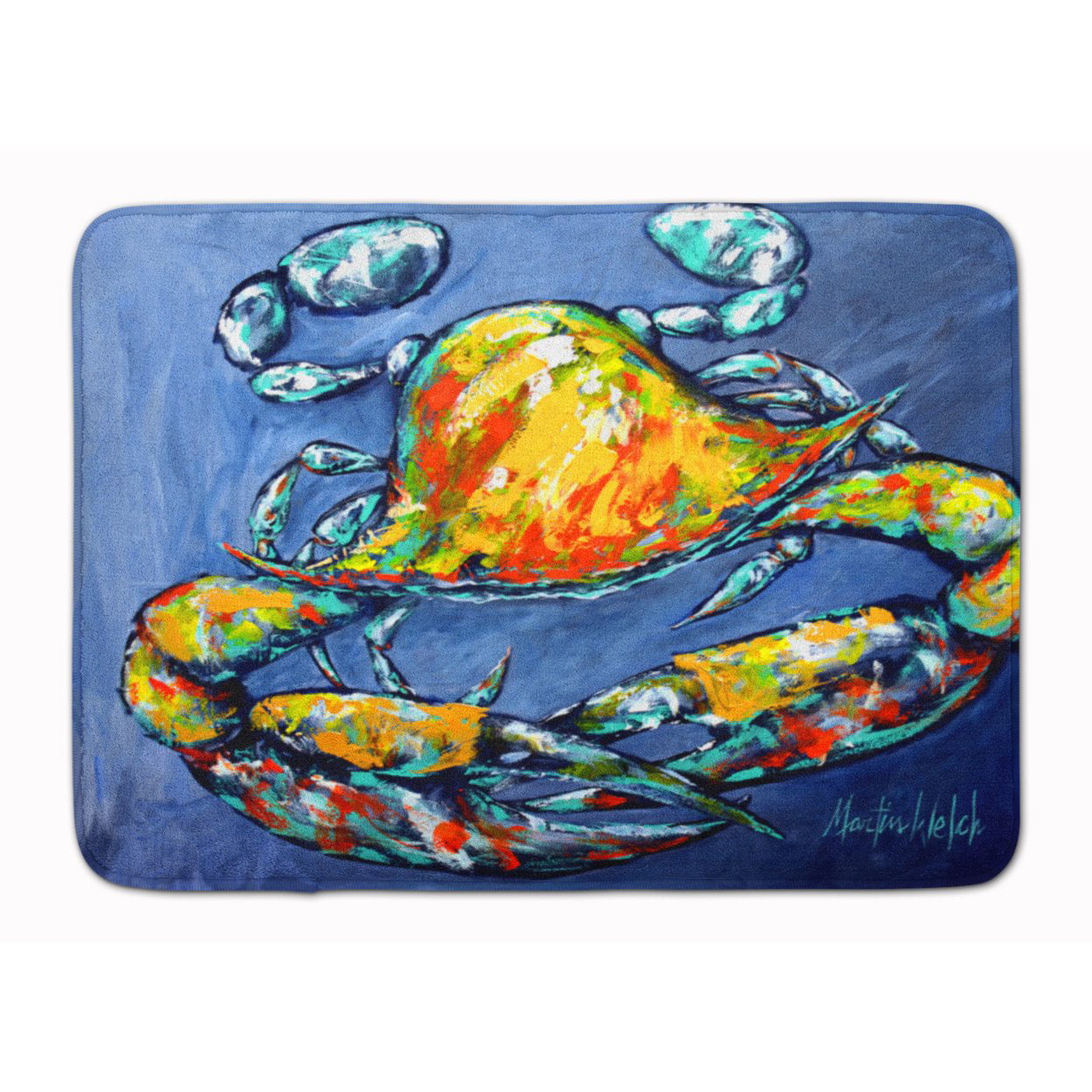 MW1269RUG Blue Gray Kinda Day Crab Machine Washable Memory Foam Mat