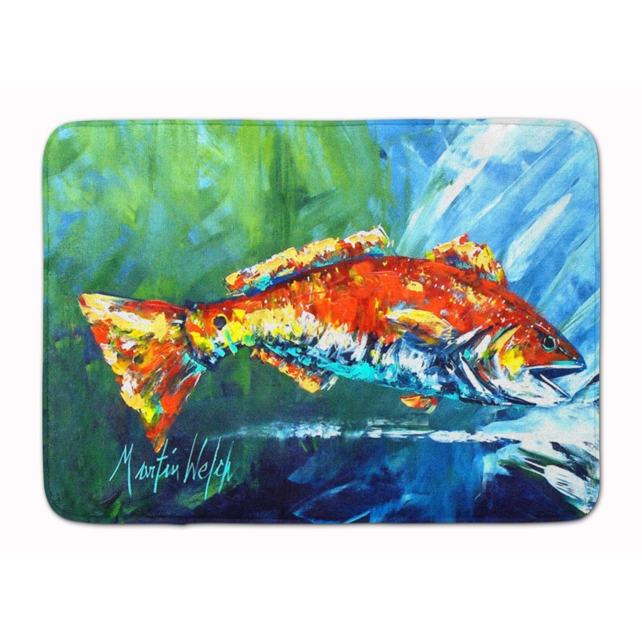 MW1270RUG Break Through Red Fish Machine Washable Memory Foam Mat