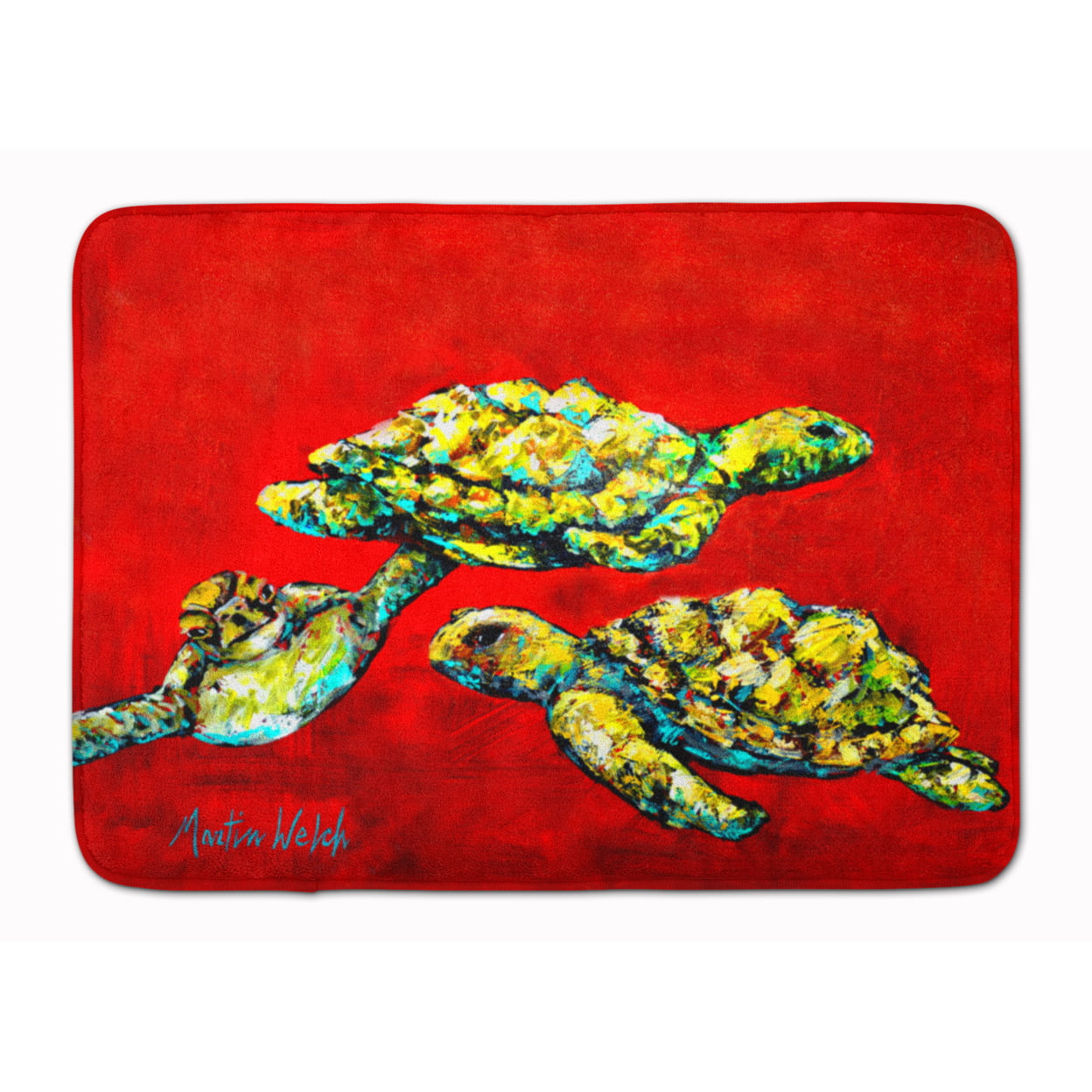 MW1274RUG Drifting Home Turtles Machine Washable Memory Foam Mat