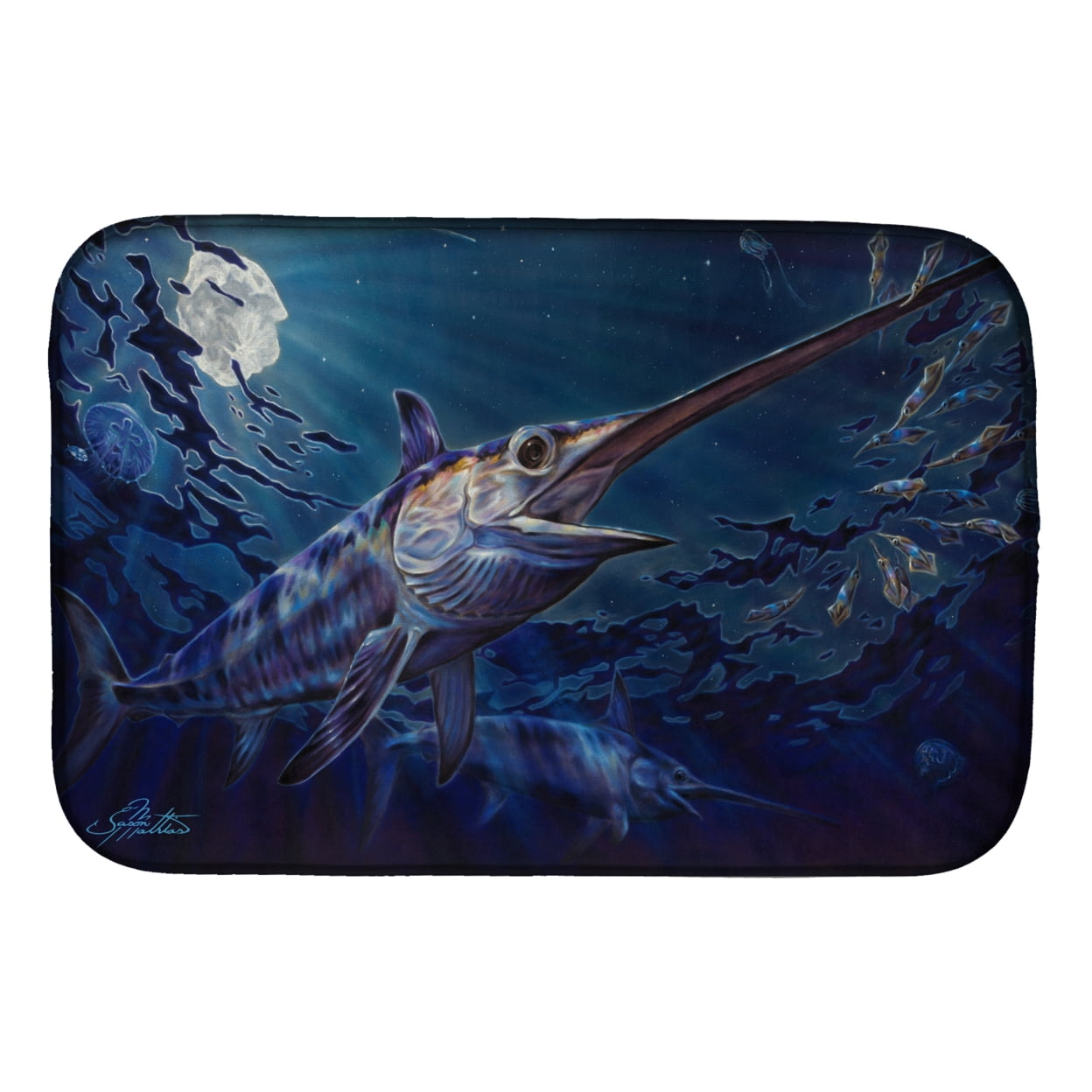 Picture of Carolines Treasures JMA2006DDM Prince of Darkness Swordfish Dish Drying Mat