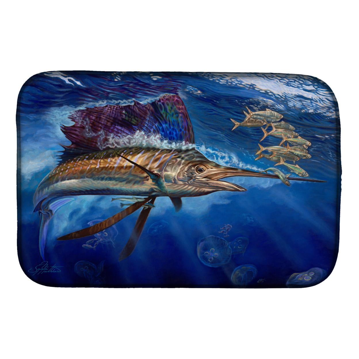 Picture of Carolines Treasures JMA2010DDM Majesty Sailfish Dish Drying Mat