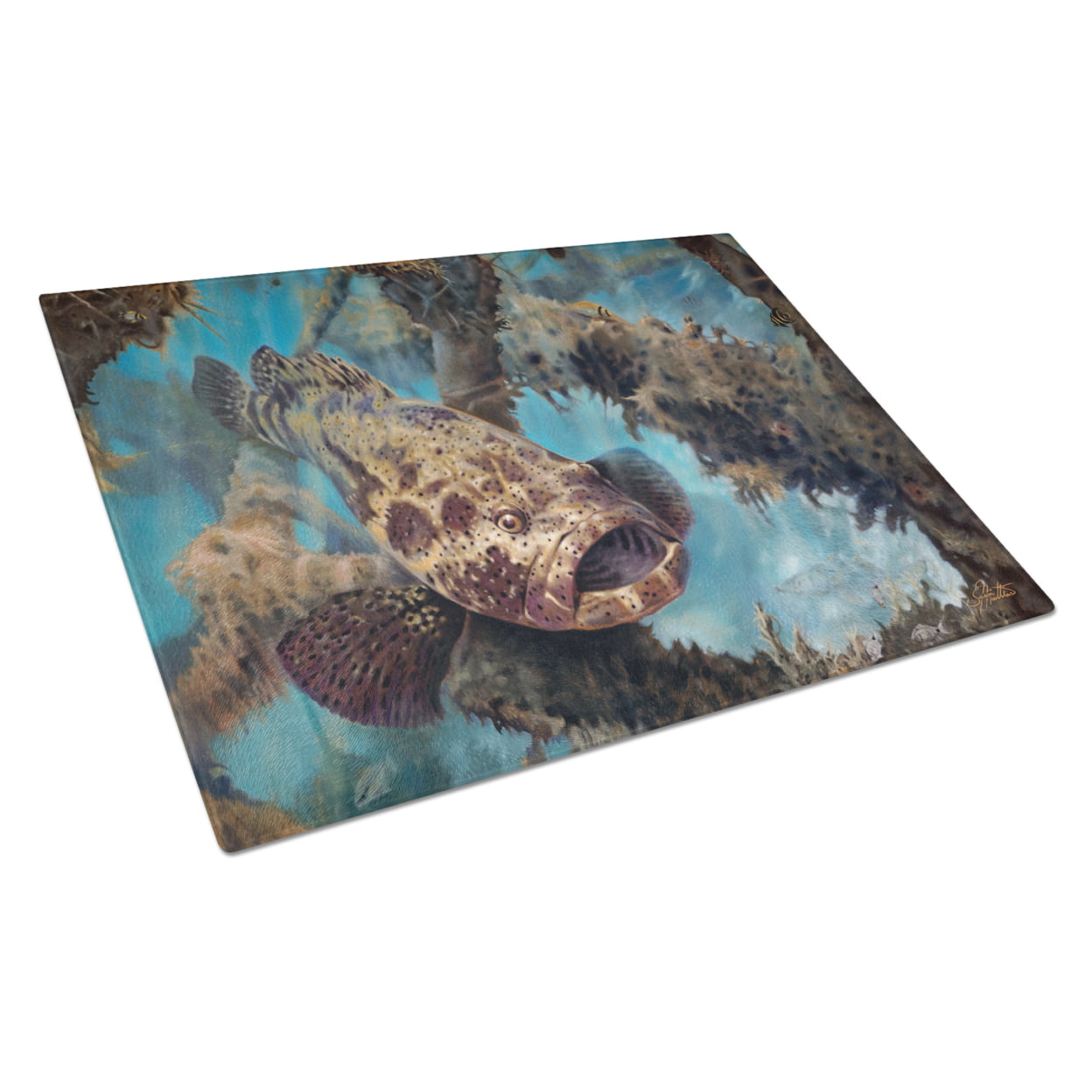 Golden Goliath Grouper Glass Cutting Board - Large