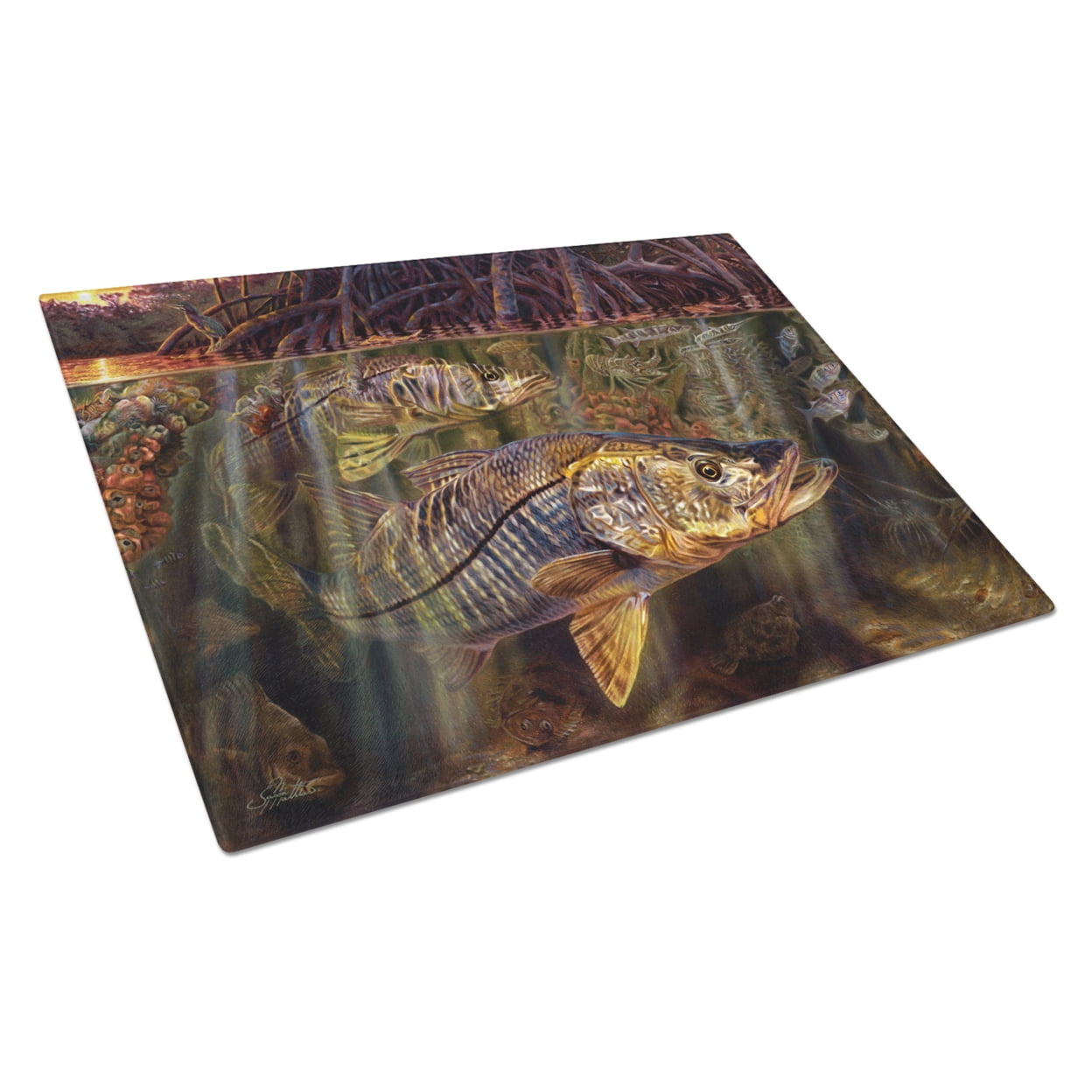 Grove Garden Snook Glass Cutting Board - Large