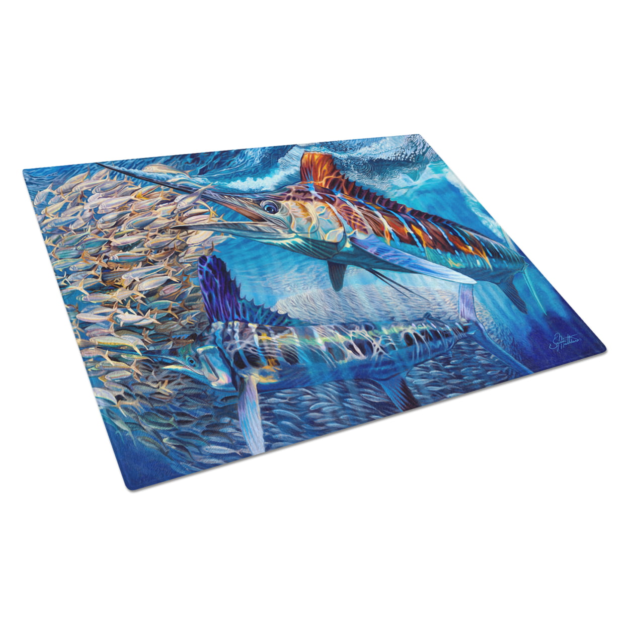 White Night White Marlin Glass Cutting Board - Large