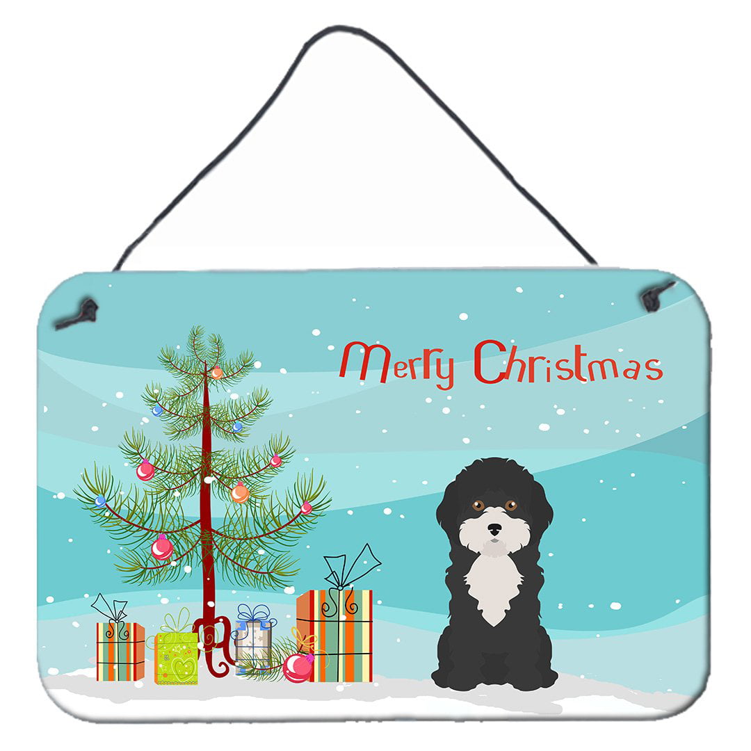 Black & White Cyprus Poodle Christmas Tree Wall or Door Hanging Prints